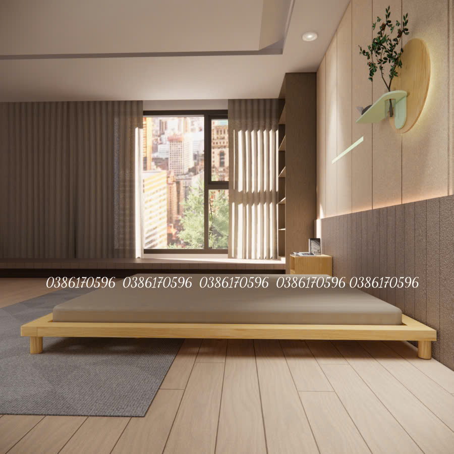 Giường gỗ  M22A - Giường bệt chân tròn