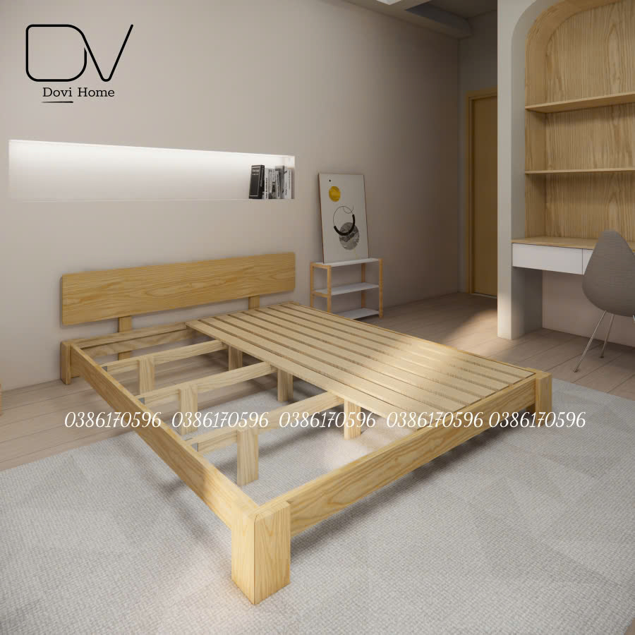 Giường Ngủ Gỗ Tự Nhiên Decor Giá Rẻ Mã M5