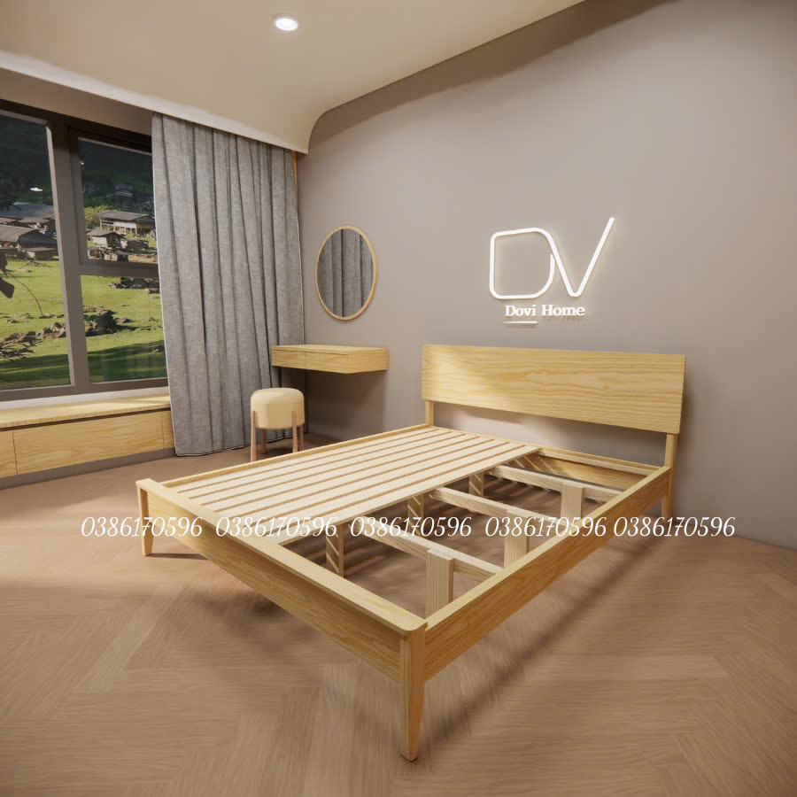 Giường gỗ mã M30A - Giường ngủ Decor có tựa đầu để đồ đa năng làm từ gỗ thông nhập khẩu