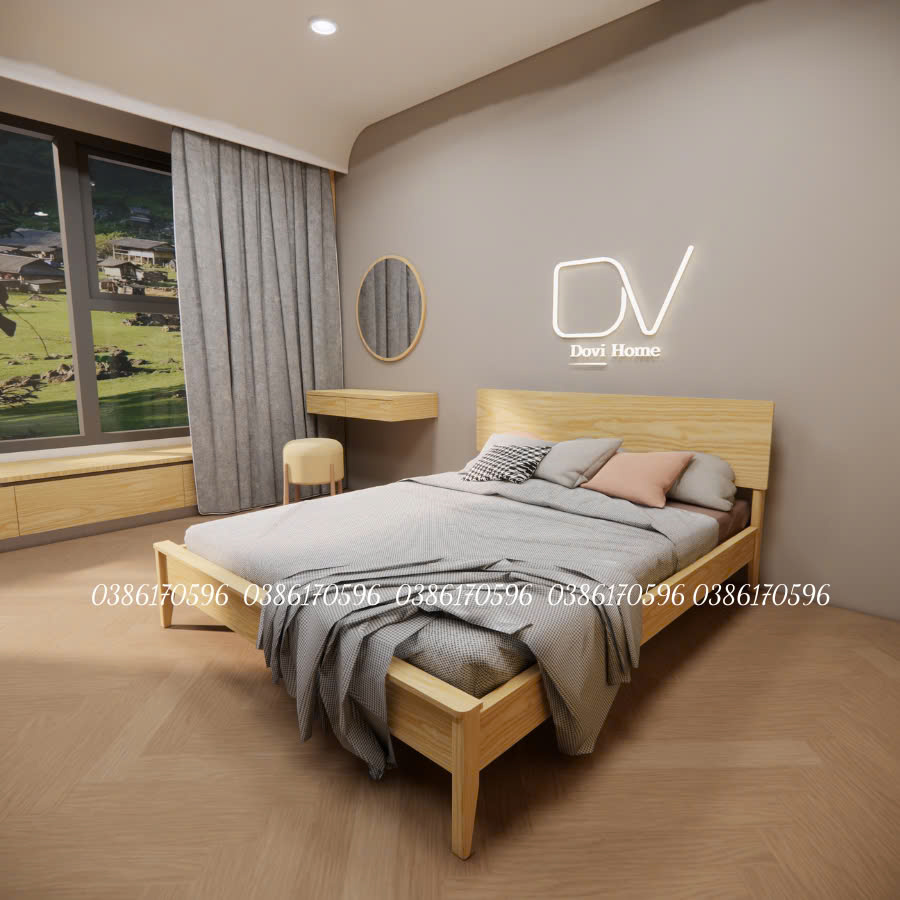 Giường gỗ mã M30A - Giường ngủ Decor có tựa đầu để đồ đa năng làm từ gỗ thông nhập khẩu