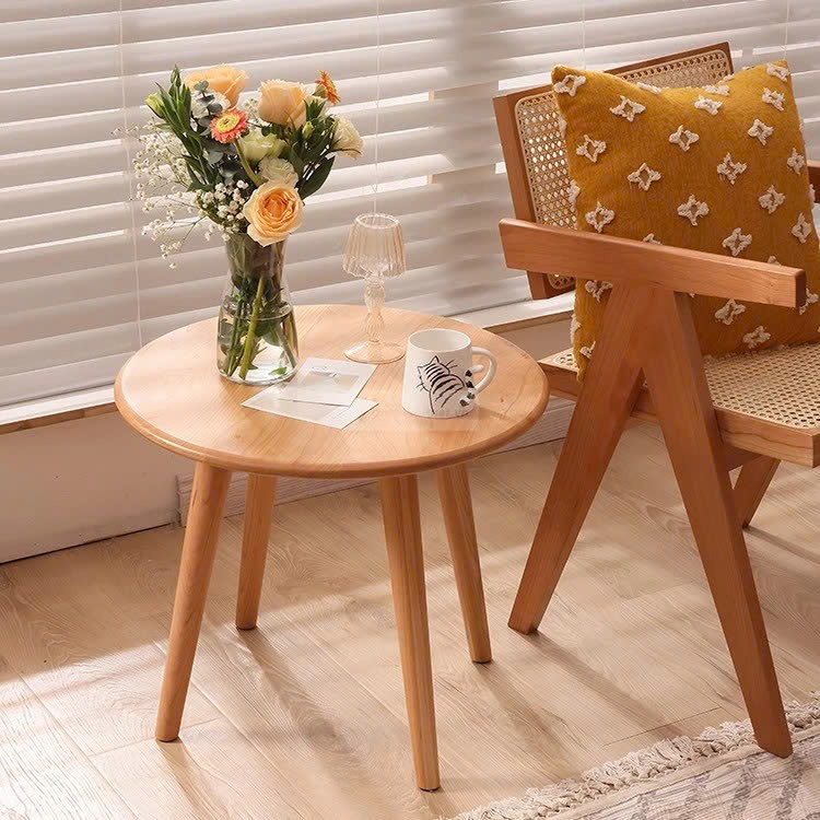 Bàn Trà Tròn Gỗ Thông Tự Nhiên Sang Trọng 