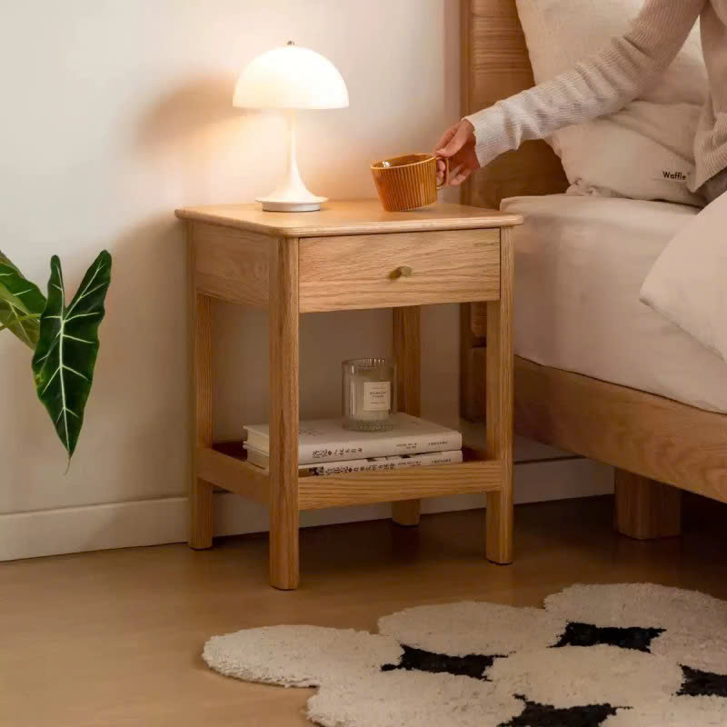 Tab Đầu Giường Gỗ Tự Nhiên Một Ngăn Kéo Tiện Dụng