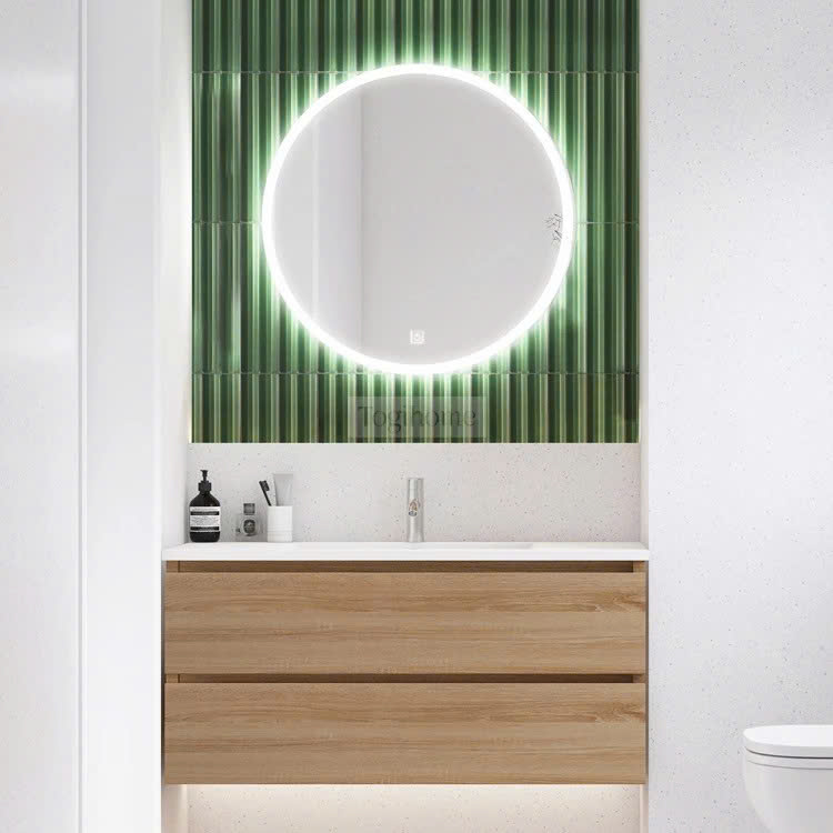 Tủ Lavabo Treo Tường Gỗ Công Nghiệp Kèm Gương Led Hiện Đại