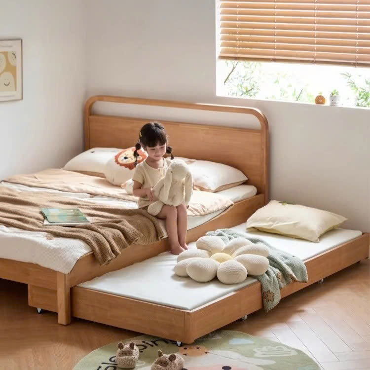 Giường Ngủ Gỗ Tự Nhiên Kéo Đôi Cho Bé