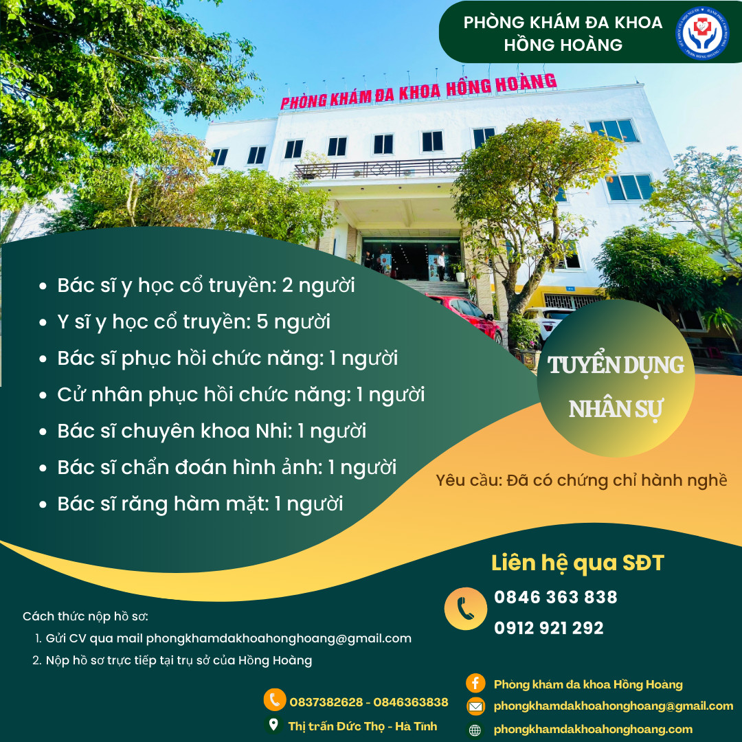 Phòng khám đa khoa Hồng Hoàng thông báo tuyển dụng nhân sự đầu năm 2024