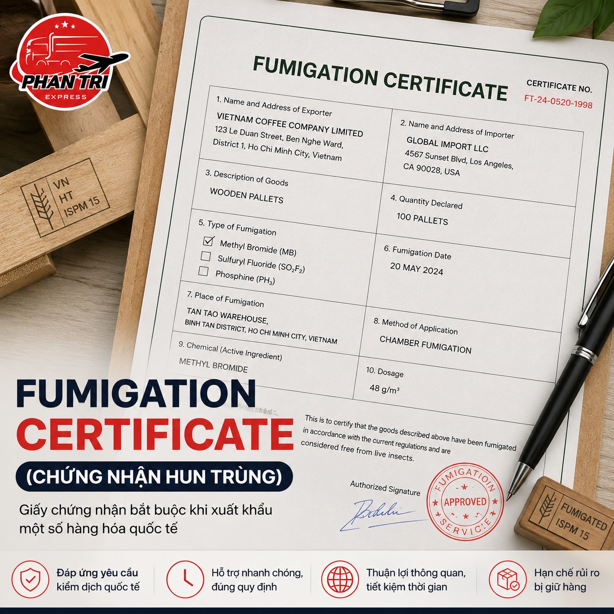 Chứng nhận khử trùng/hun trùng (Fumigation Certificate) là gì? Khi nào cần và quy trình xin cấp