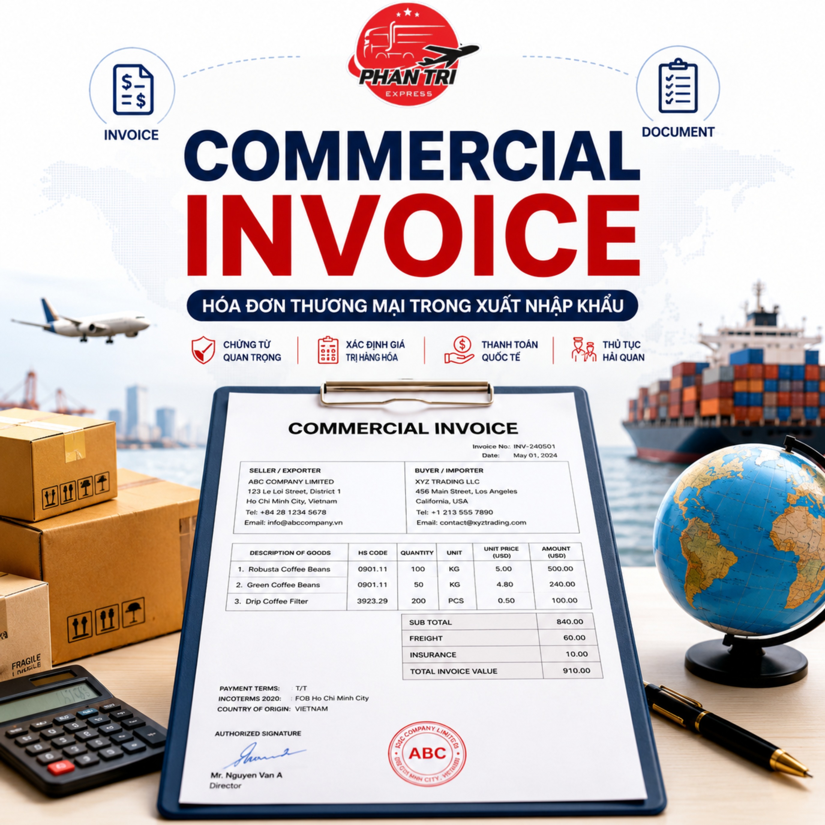 Commercial Invoice là gì? Vai trò, nội dung và cách lập hóa đơn thương mại trong xuất nhập khẩu