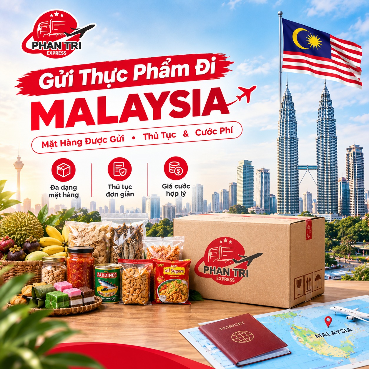 Gửi Thực Phẩm Đi Malaysia: Mặt Hàng Được Gửi, Thủ Tục & Cước Phí