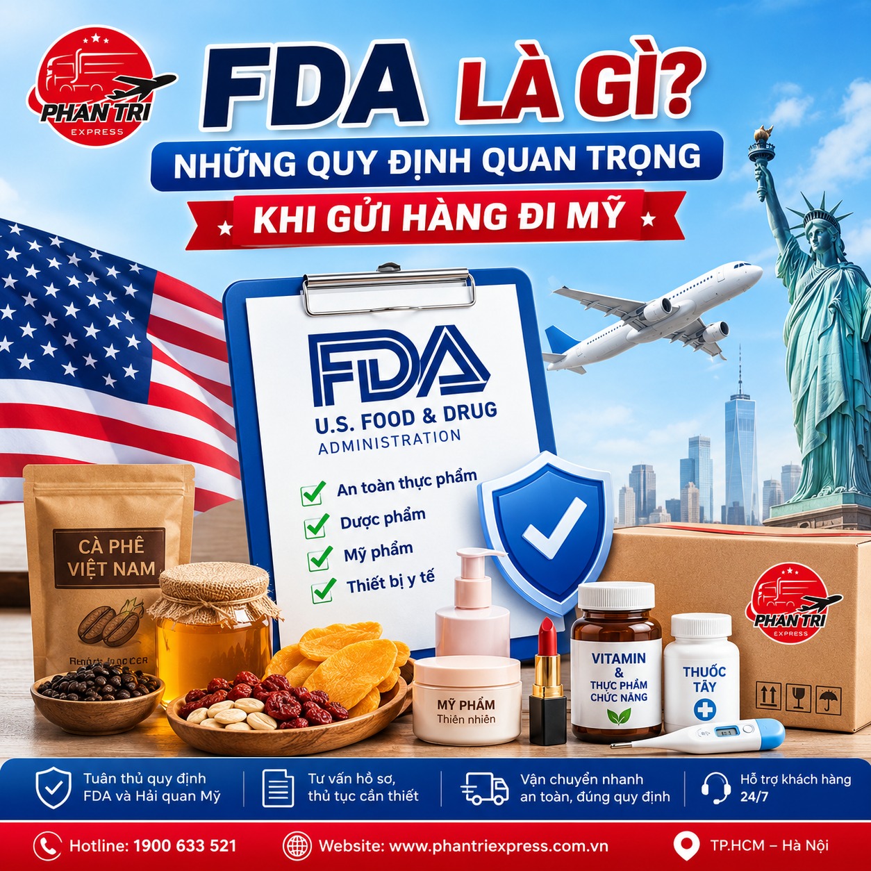 FDA là gì? Những mặt hàng gửi đi Mỹ cần tuân thủ quy định FDA mới nhất