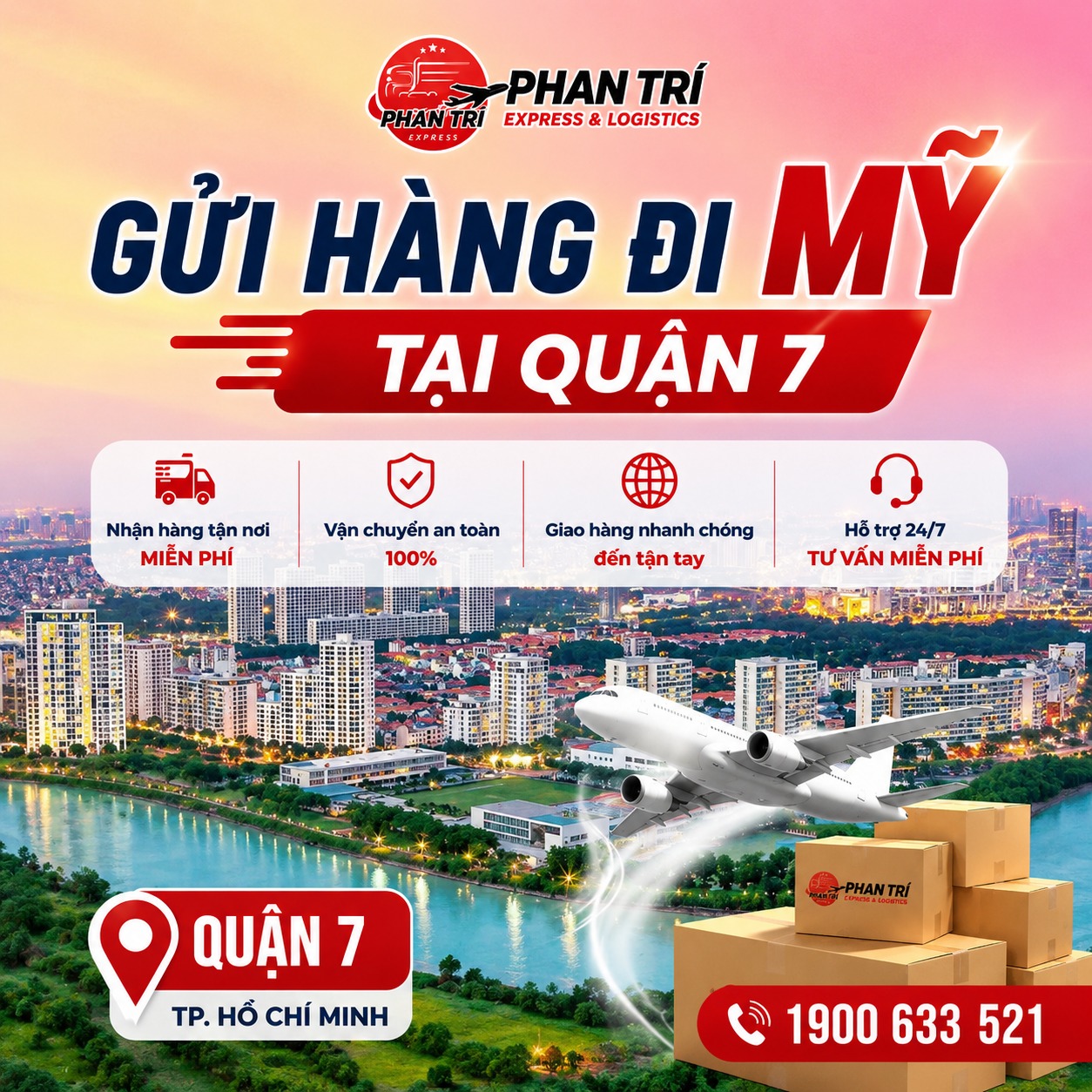 Gửi hàng đi Mỹ tại Quận 7 Uy Tín, Giá Tốt, Nhận Hàng tận nơi