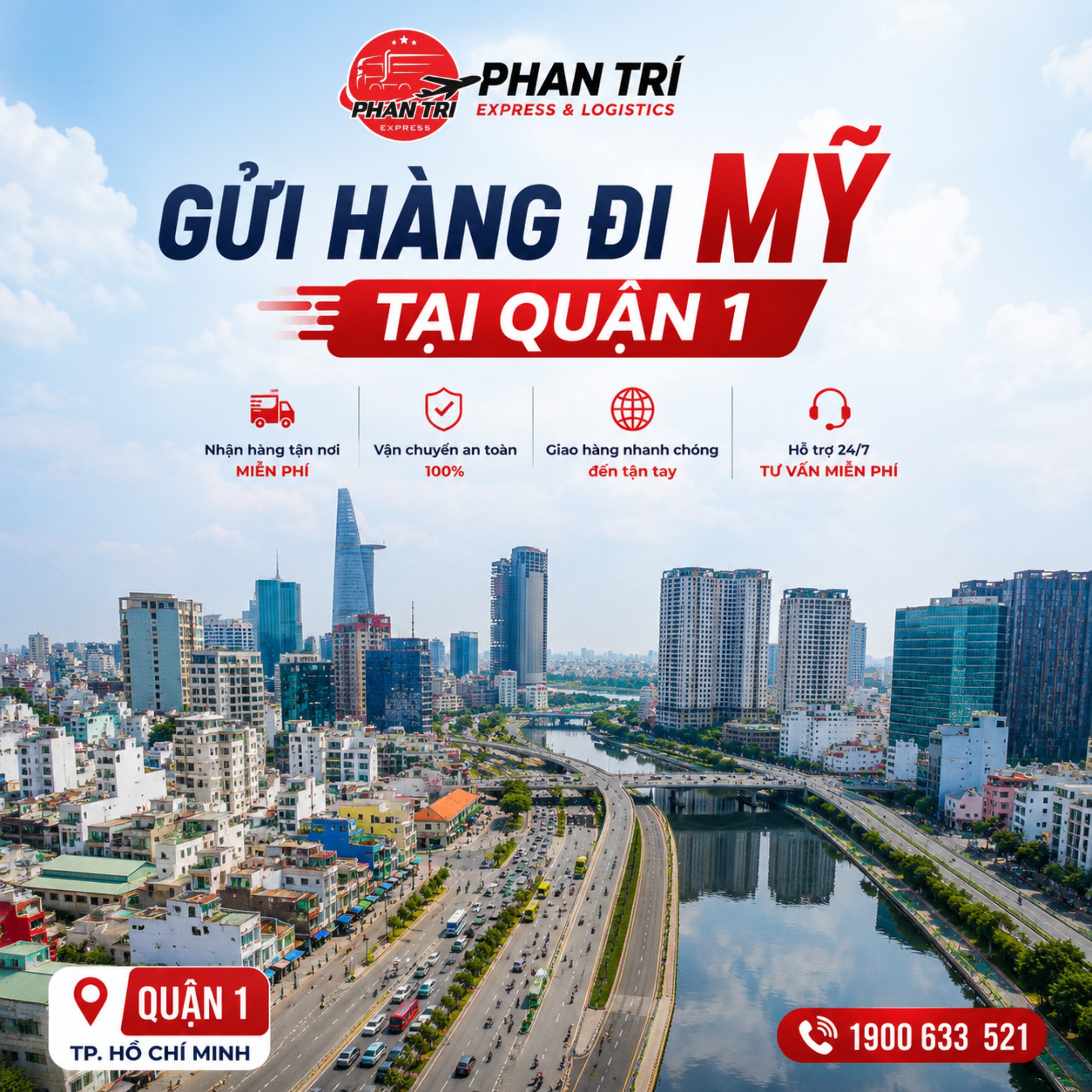 Gửi hàng đi Mỹ tại Quận 1 uy tín, nhận hàng tận nơi, giao nhanh 3–5 ngày