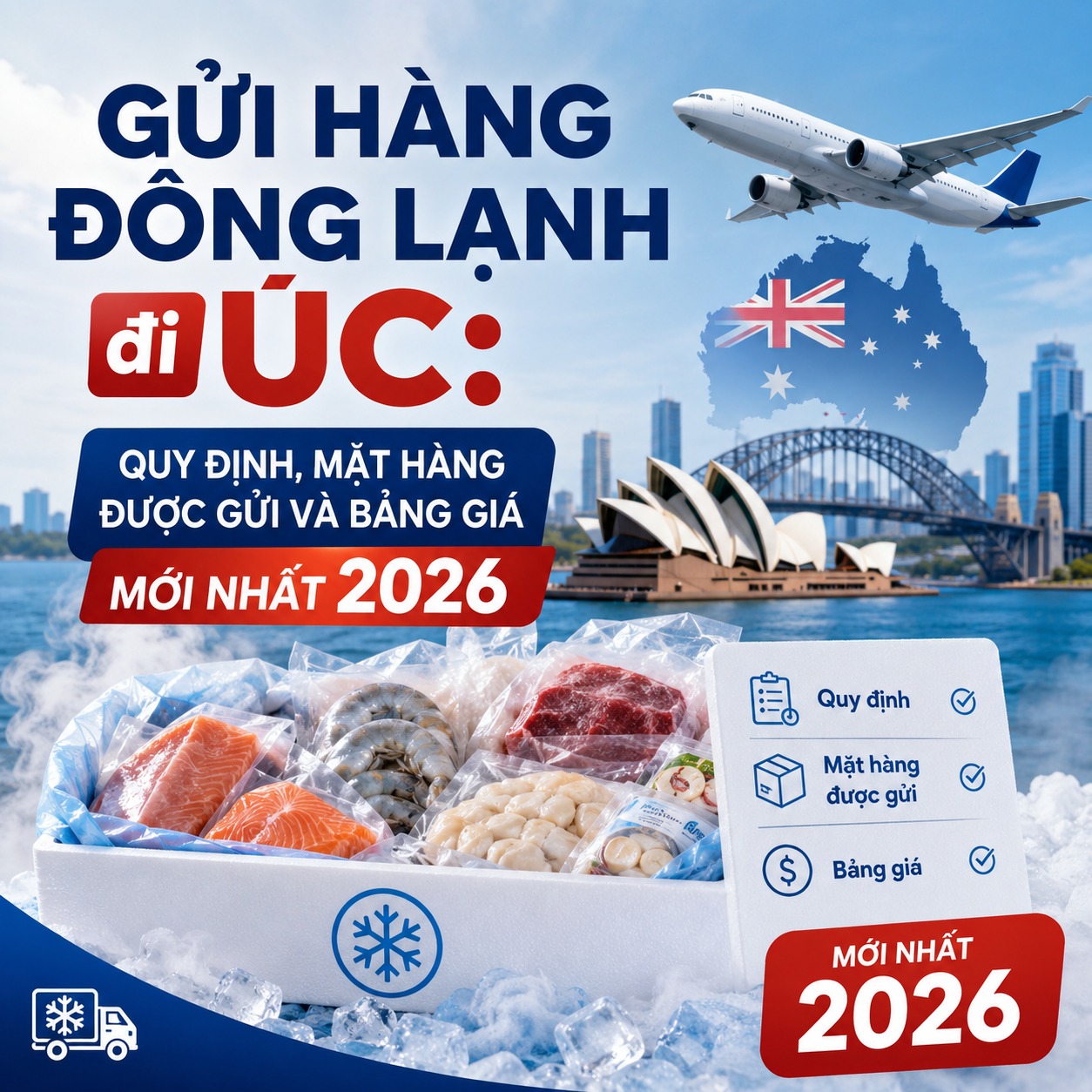 Gửi Hàng Đông Lạnh đi Úc: Quy định, Mặt Hàng được gửi và Bảng Giá mới nhất 2026