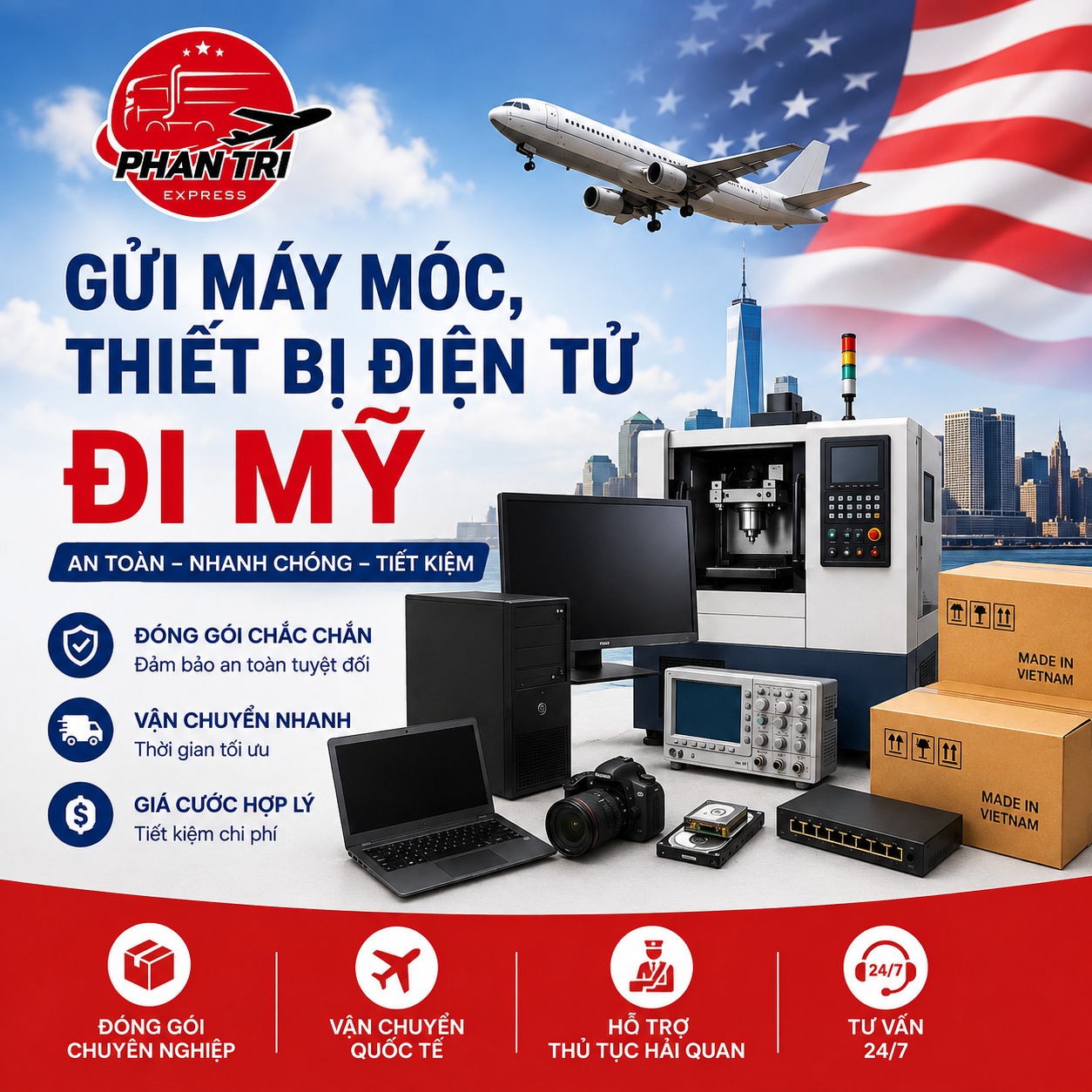 Gửi máy móc, thiết bị điện tử đi Mỹ: Quy Trình, Thủ Tục, Dịch Vụ Trọn Gói