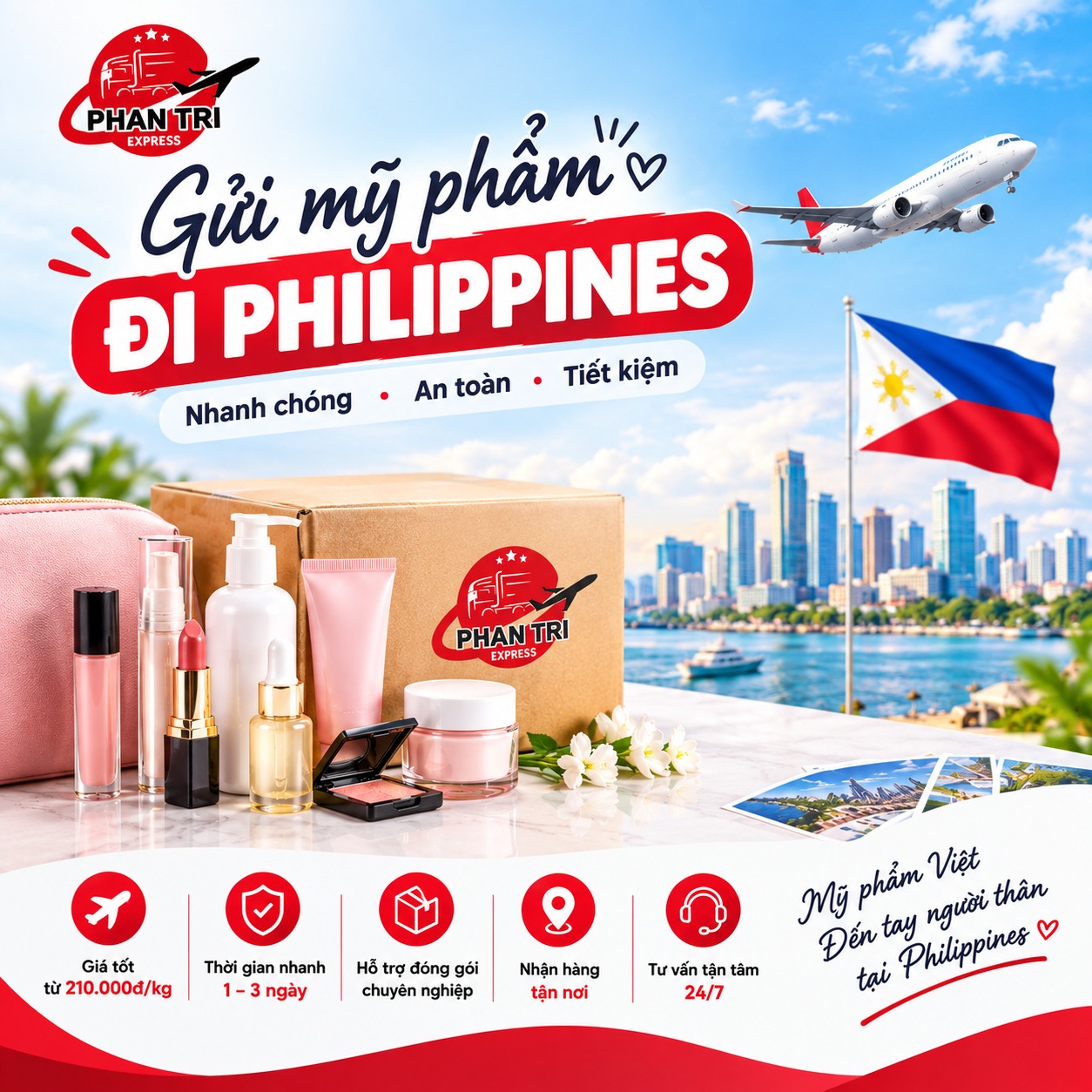Gửi Mỹ Phẩm Đi Philippines An Toàn, Nhanh Chóng, Bao Thủ Tục