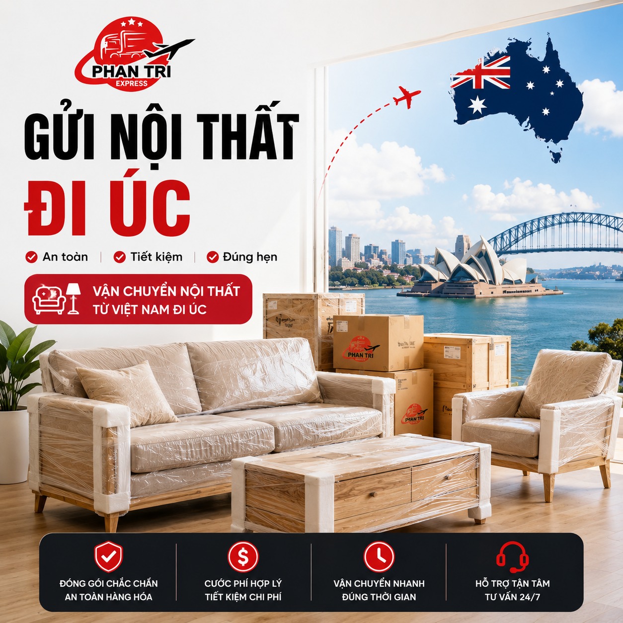 Gửi Nội Thất Đi Úc: Quy Định, Thủ Tục, Cách Đóng Gói Và Bảng Giá 2026
