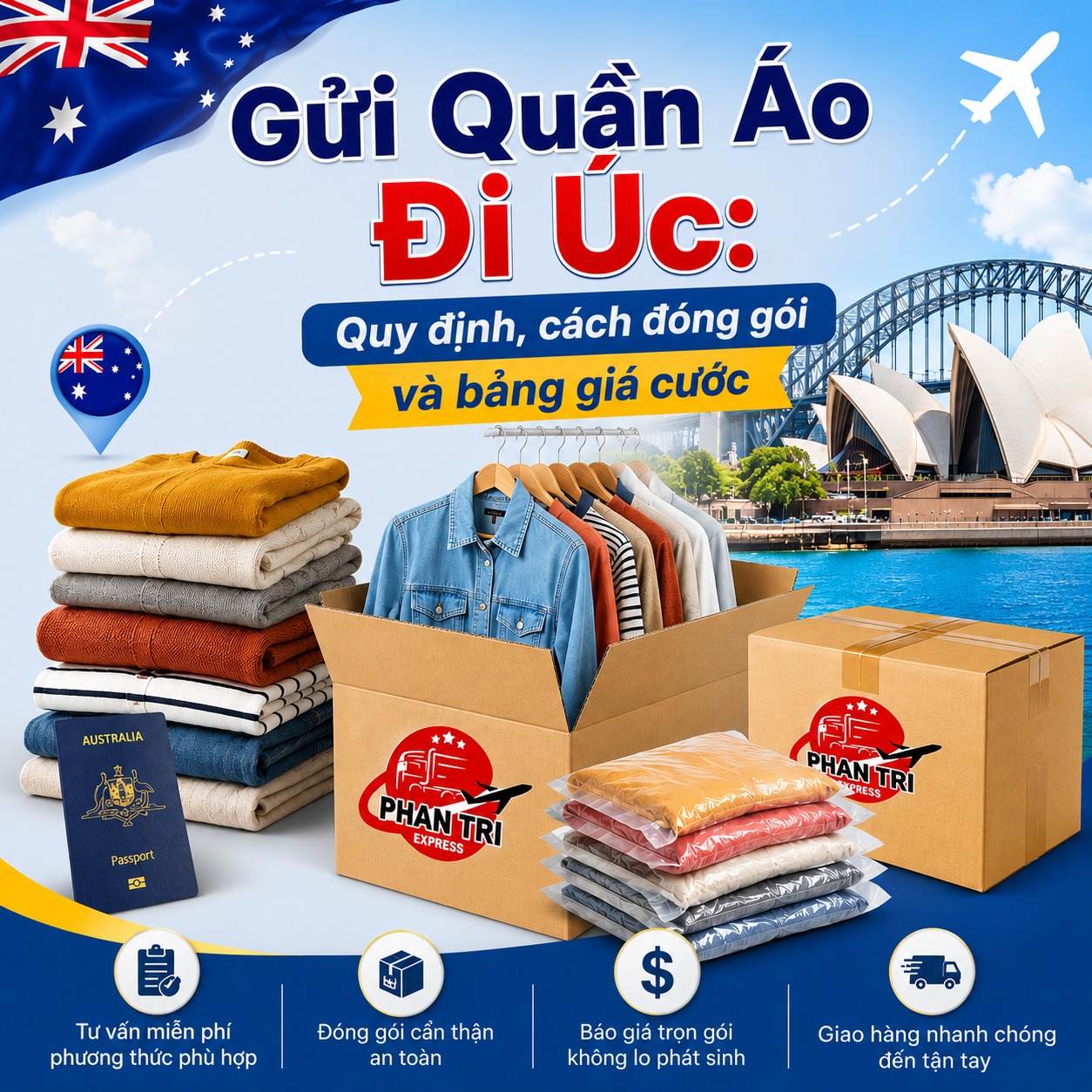 Gửi Quần Áo Đi Úc: Quy định, cách đóng gói và bảng giá cước
