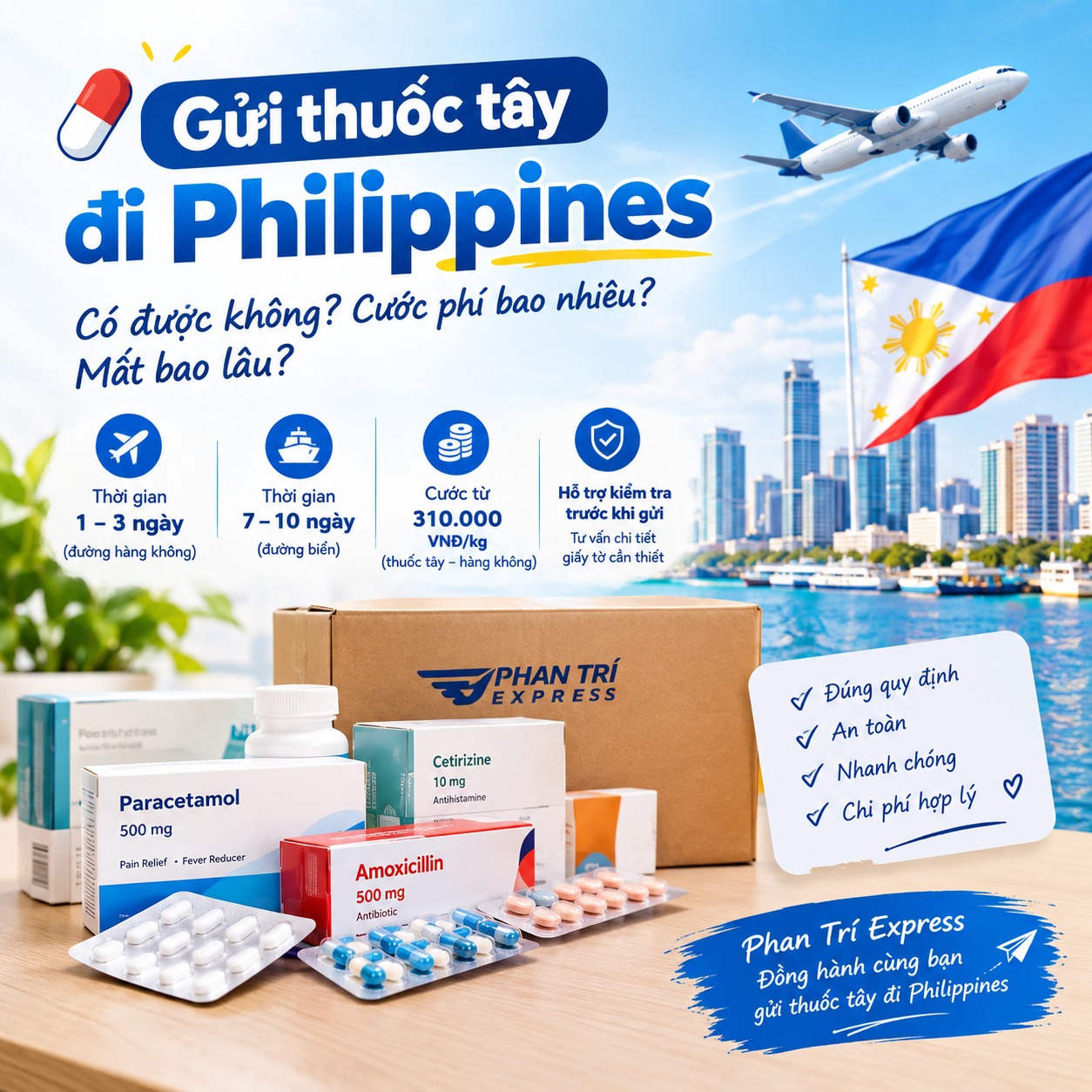 Gửi Thuốc Tây Đi Philippines An Toàn, Nhanh Chóng | Phan Trí Express