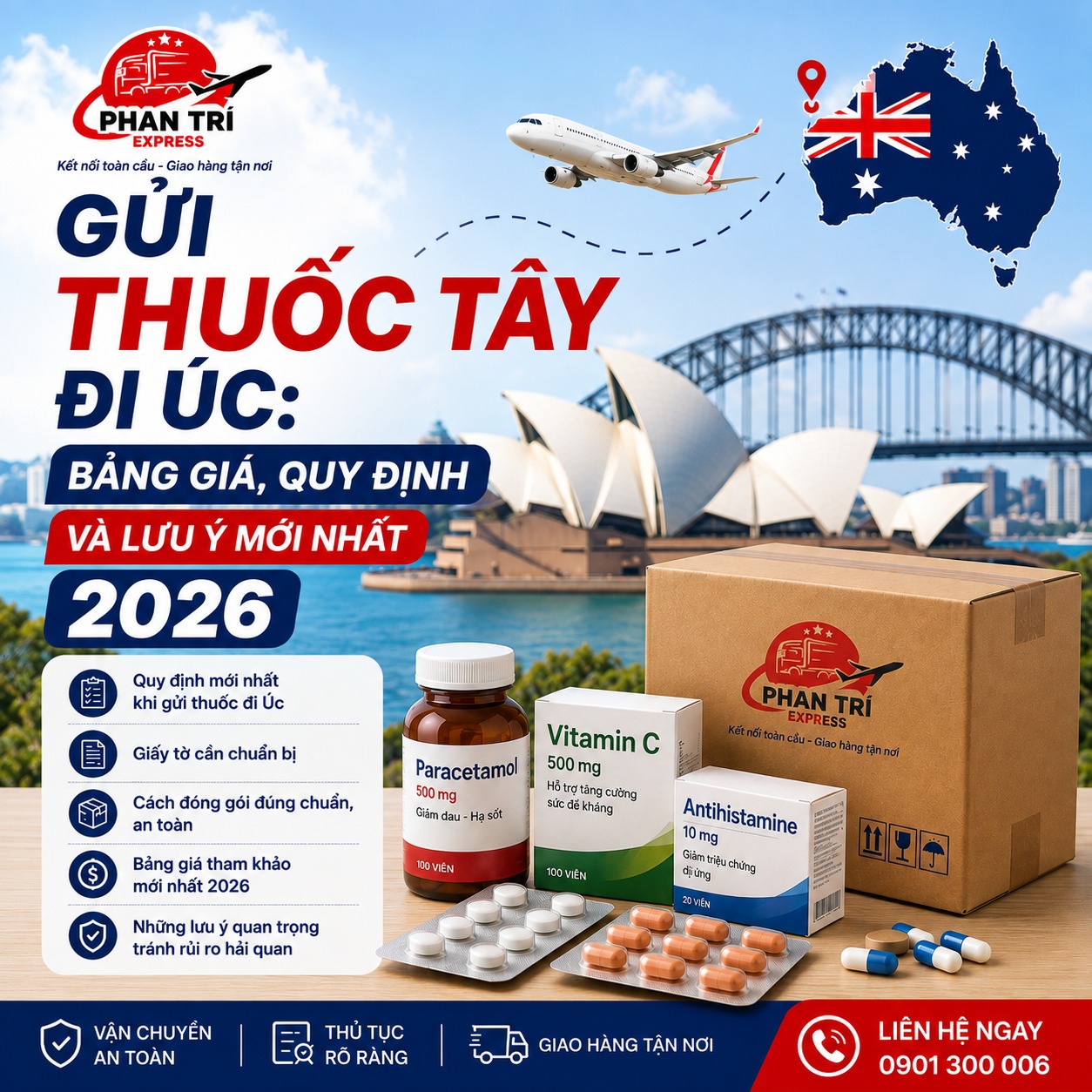 Gửi Thuốc Tây đi Úc: Bảng giá, Quy định và Lưu ý mới nhất 2026