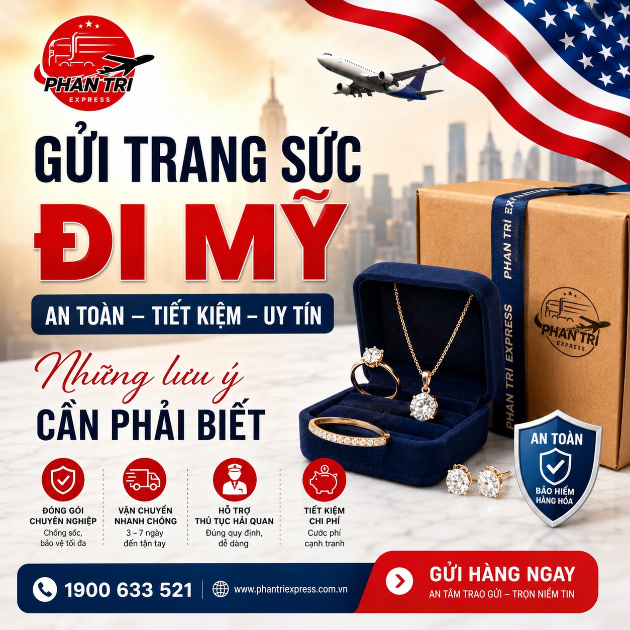 Gửi trang sức đi Mỹ an toàn, tiết kiệm | Những lưu ý cần phải biết