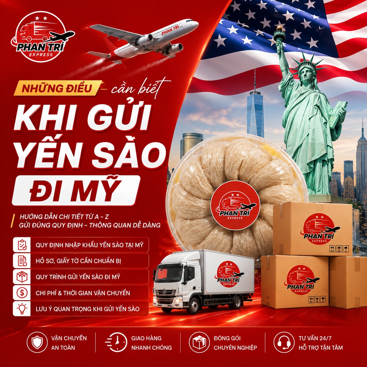 Gửi yến sào đi Mỹ | Những quy định, lưu ý gửi yến sào đi Mỹ
