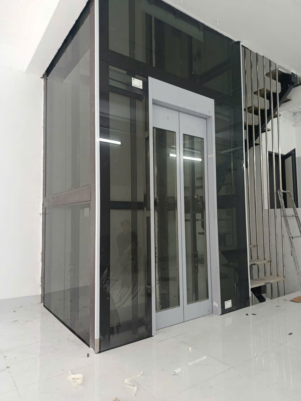 Thang Máy Tiêu Chuẩn Khung Thép Vách Kính