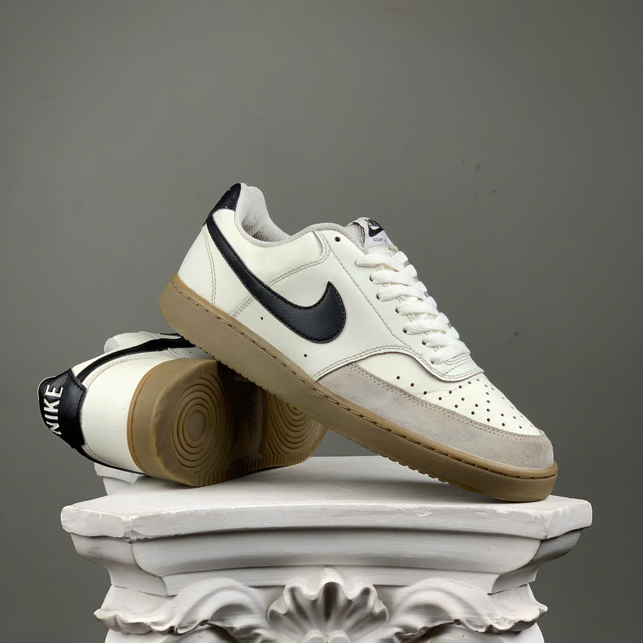 SZ42 Nike Court Vision Low Shoes 'Sail Light Brown White Black' FQ8075-133 105796