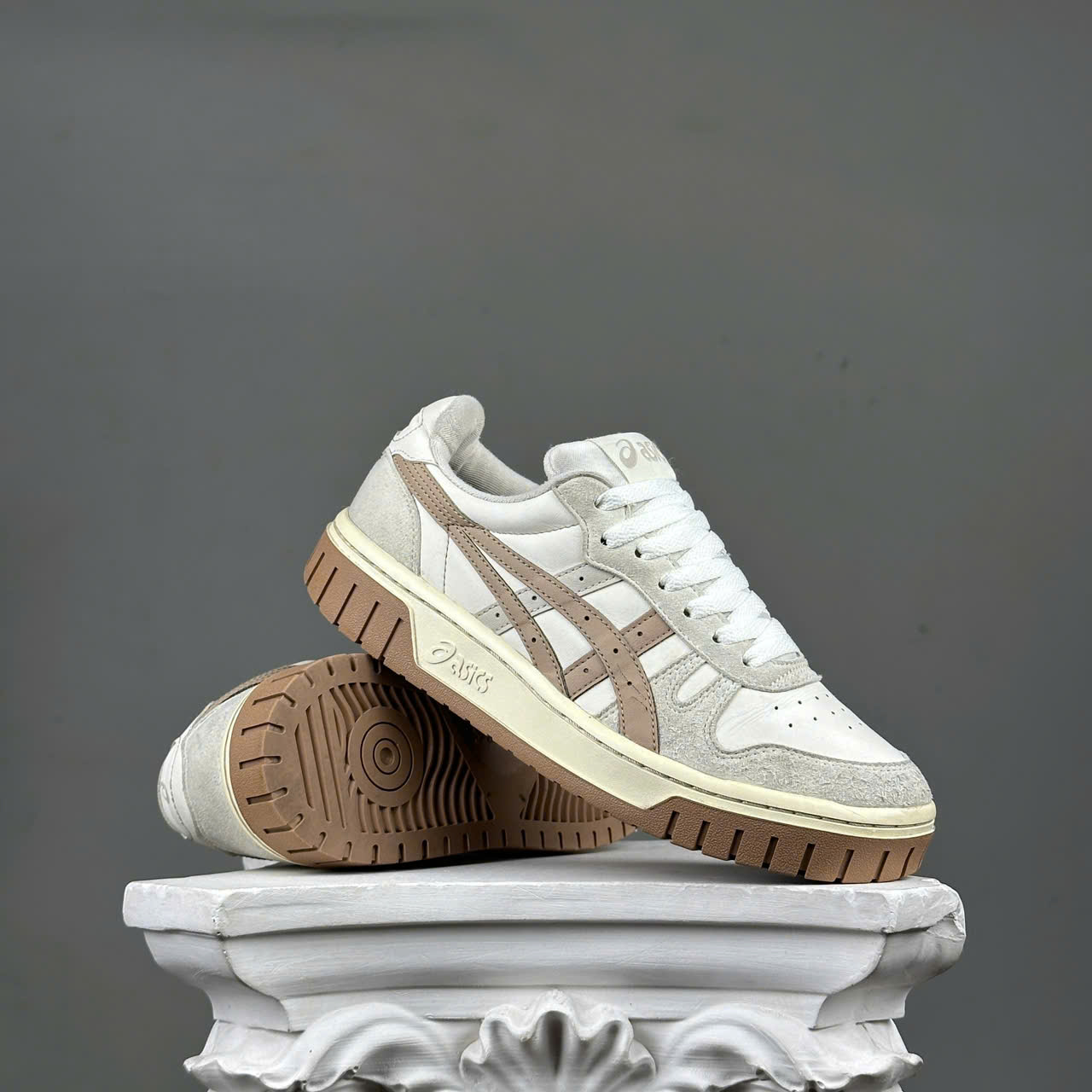 SZ40 ASICS Court MZ Retro Casual Skateboarding Shoes Unisex White Brown 1203A127-105 105856
