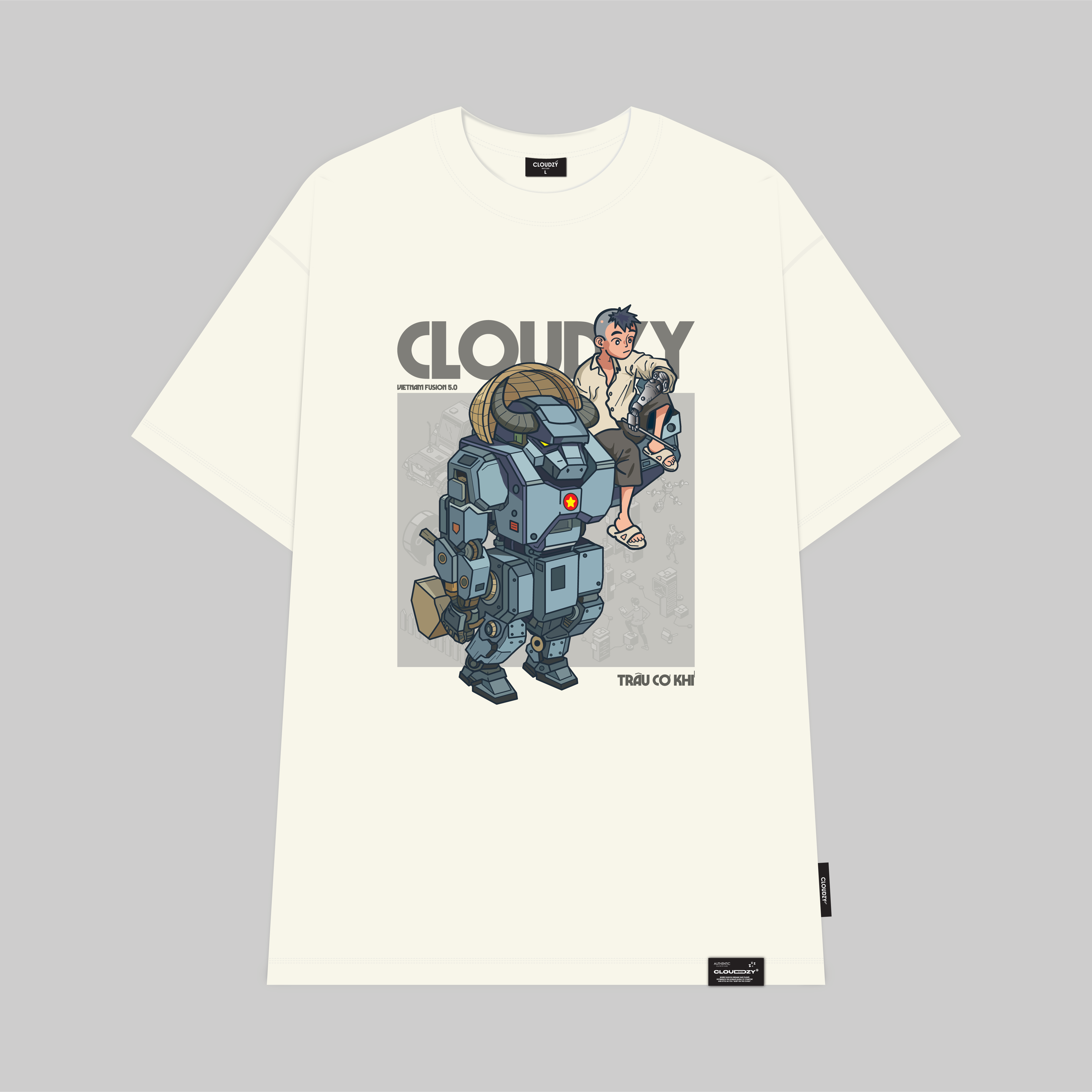 ÁO THUN OVERSIZE CLOUDZY TRÂU MÁY