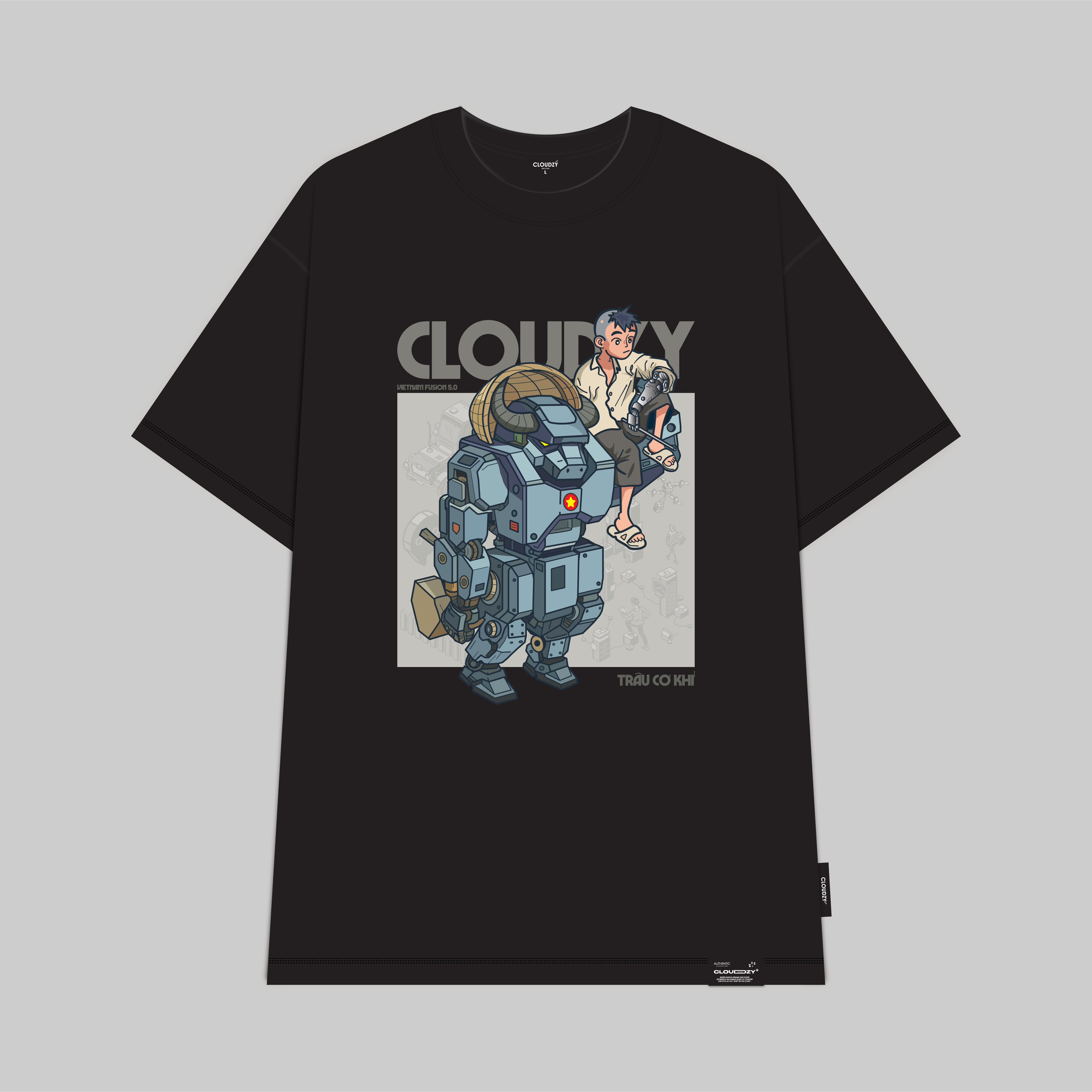 ÁO THUN OVERSIZE CLOUDZY TRÂU MÁY