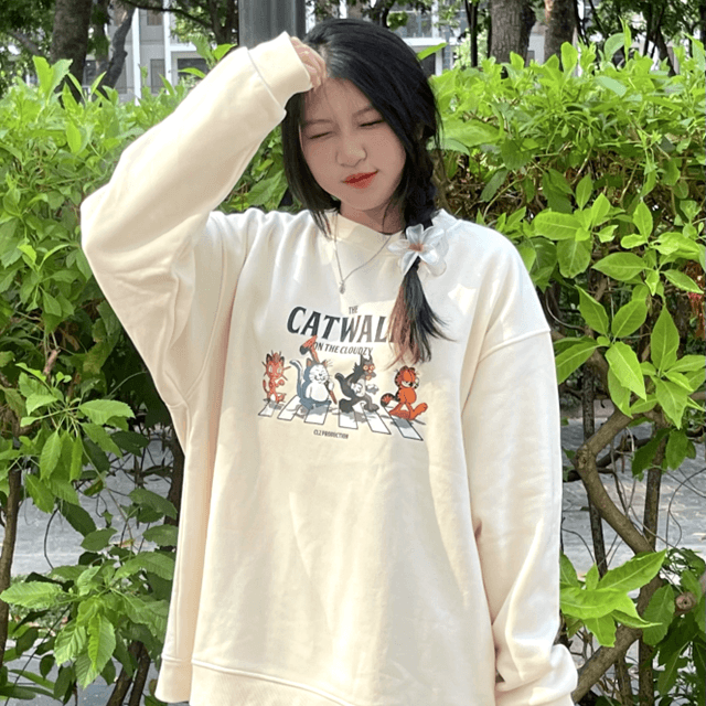 Áo sweater nam nữ unisex form rộng nỉ bông cao cấp 100% local brand nỉ dài tay CLOUDZY CATWALK