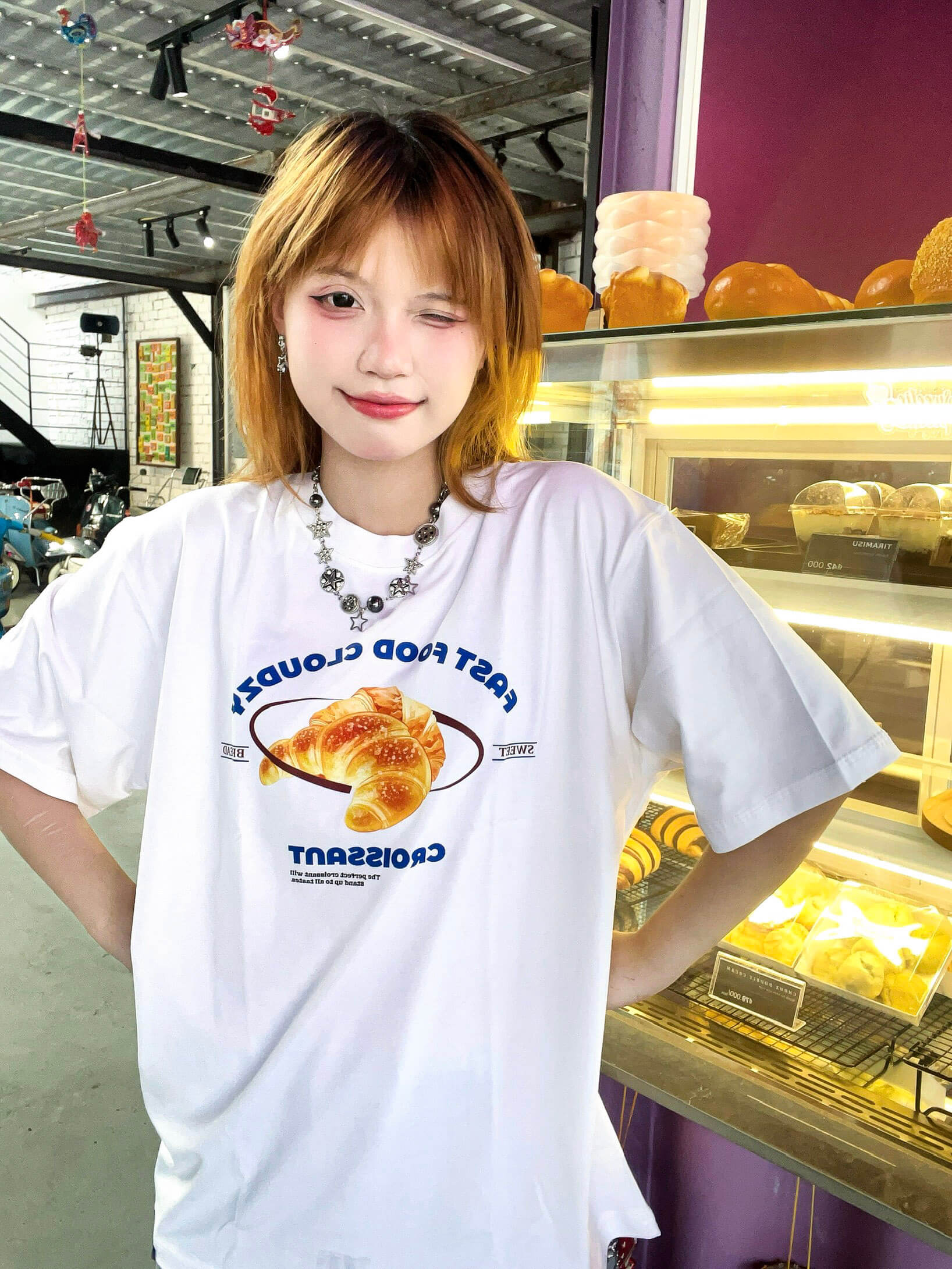 Áo thun CLOUDZY local brand in hình form rộng unisex cổ tròn nam nữ cotton 250 gsm CROISSANT