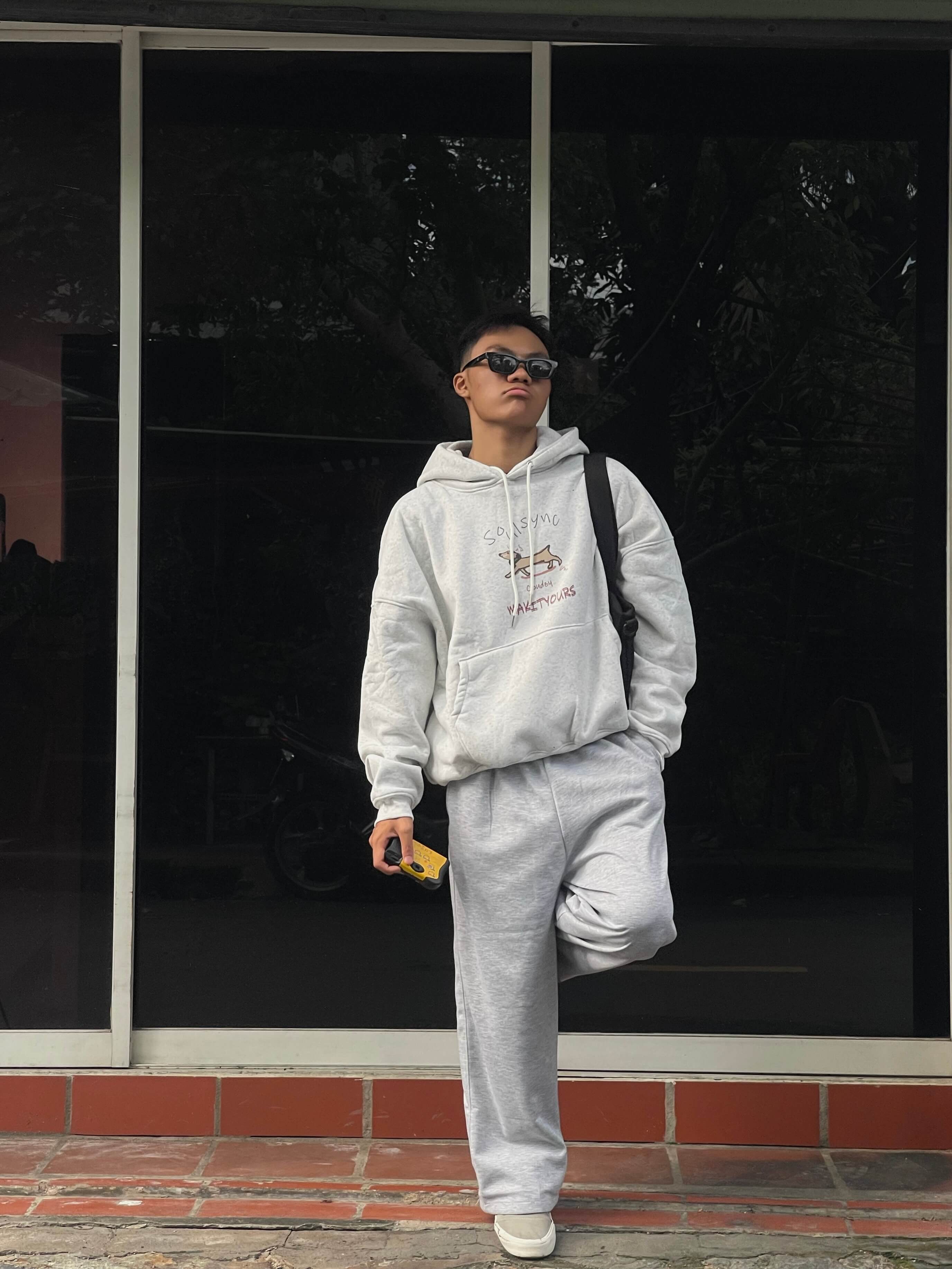 Áo khoác hoodie boxy nỉ nam local brand hoodie nữ unisex form rộng basic tay phồng CLOUDZY SYNC