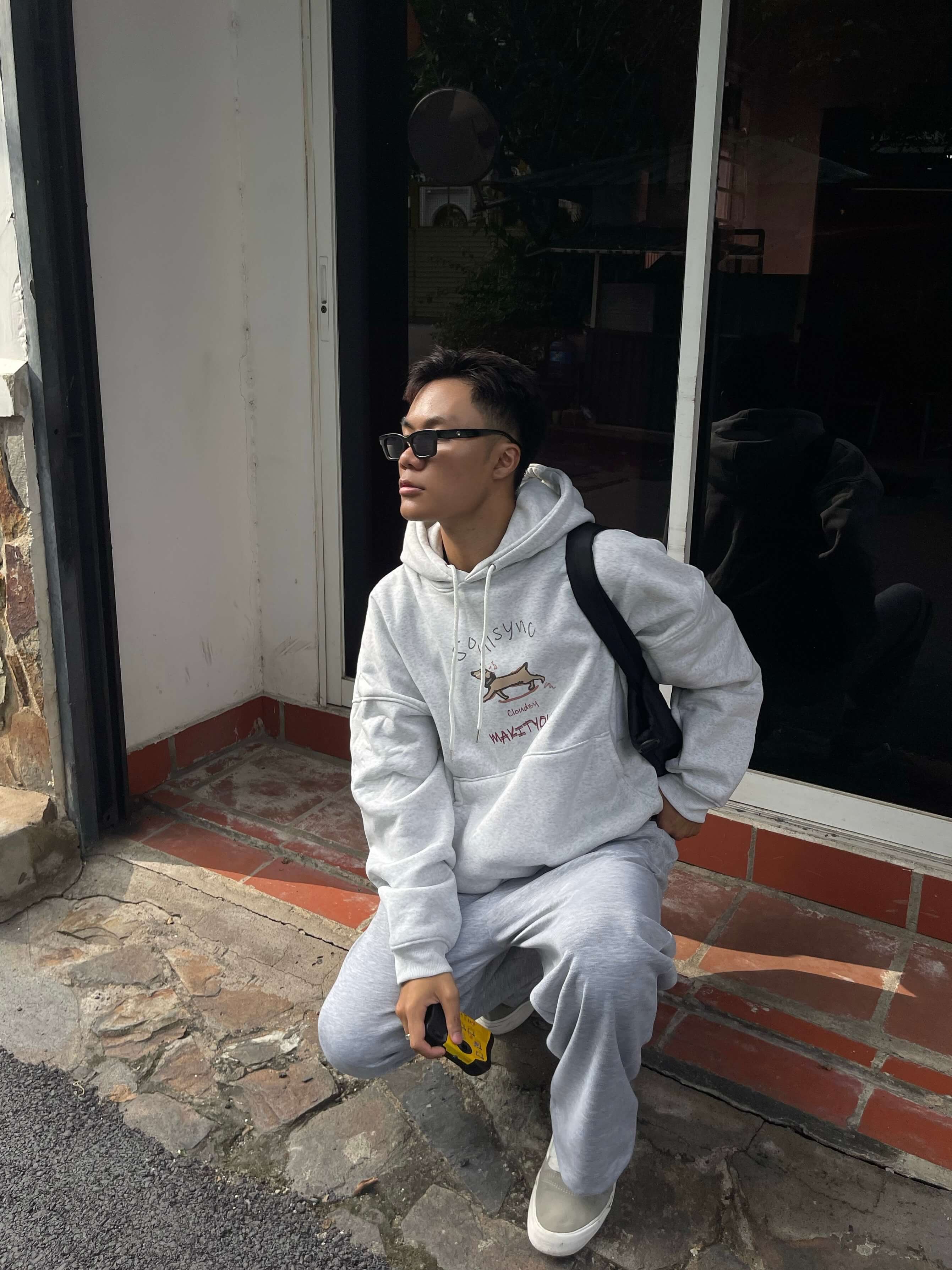 Áo khoác hoodie boxy nỉ nam local brand hoodie nữ unisex form rộng basic tay phồng CLOUDZY SYNC