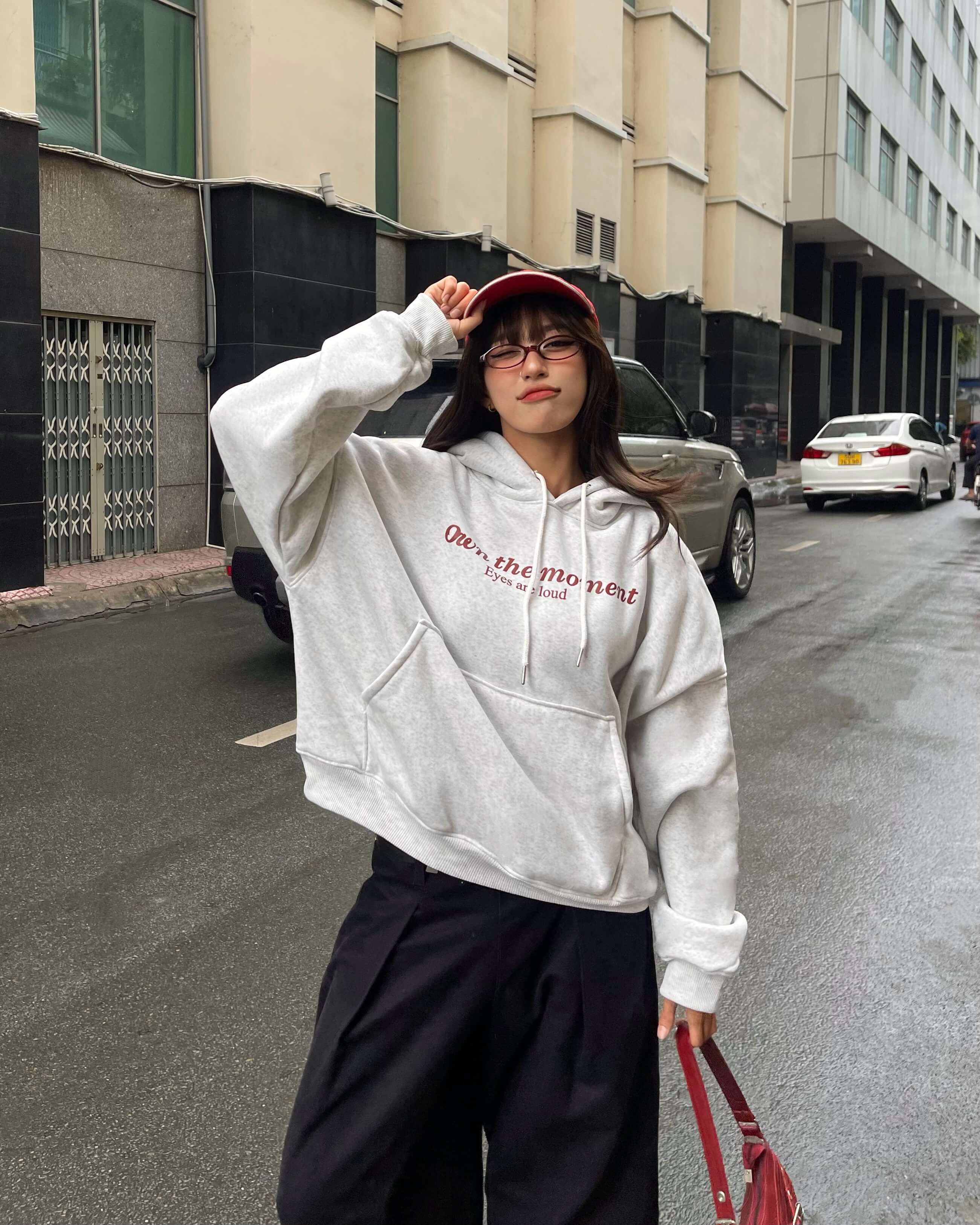 Áo khoác hoodie boxy nỉ nam local brand hoodie nữ unisex form rộng basic tay phồng CLOUDZY MOMENT