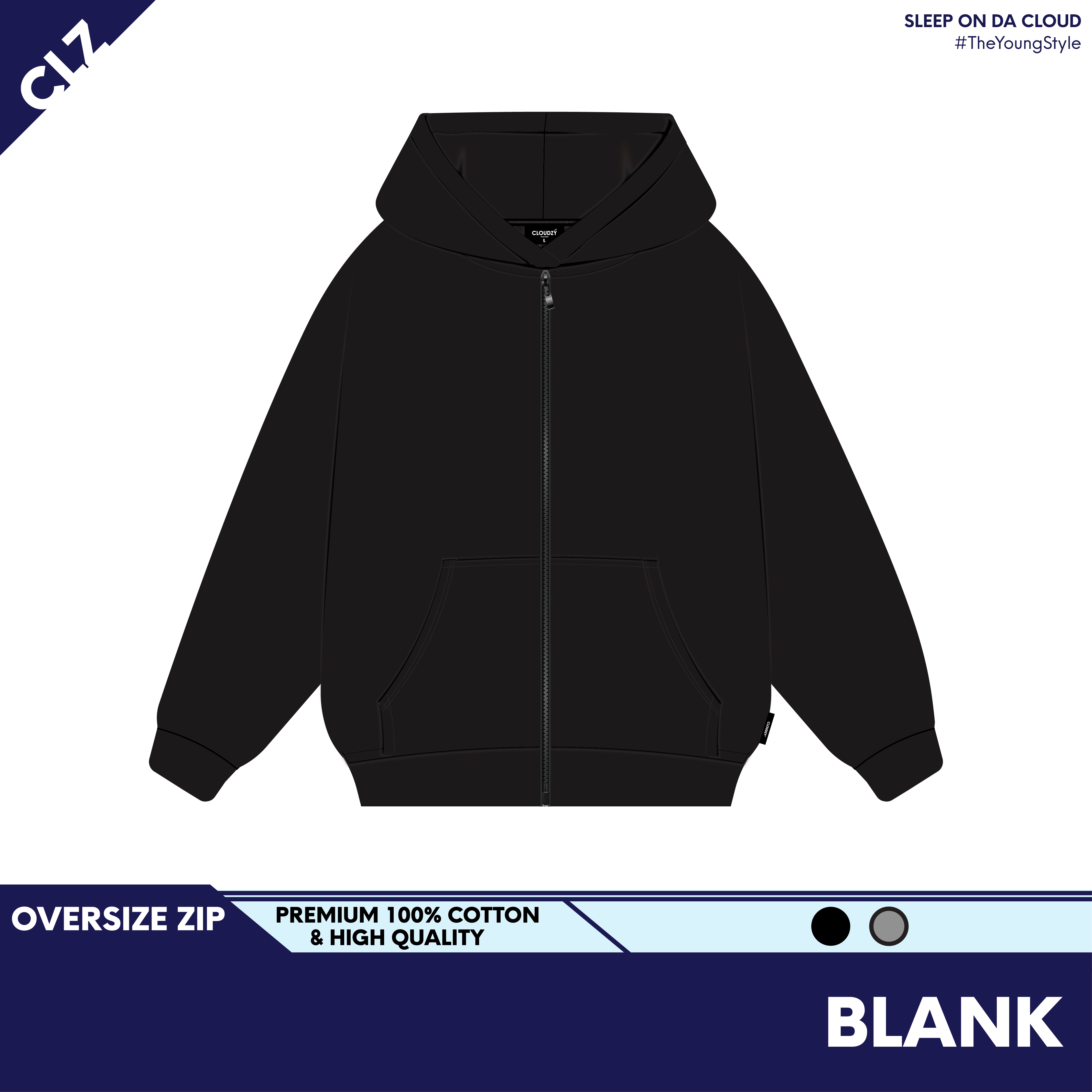 HOODIE OVERSIZE ZIP TRƠN