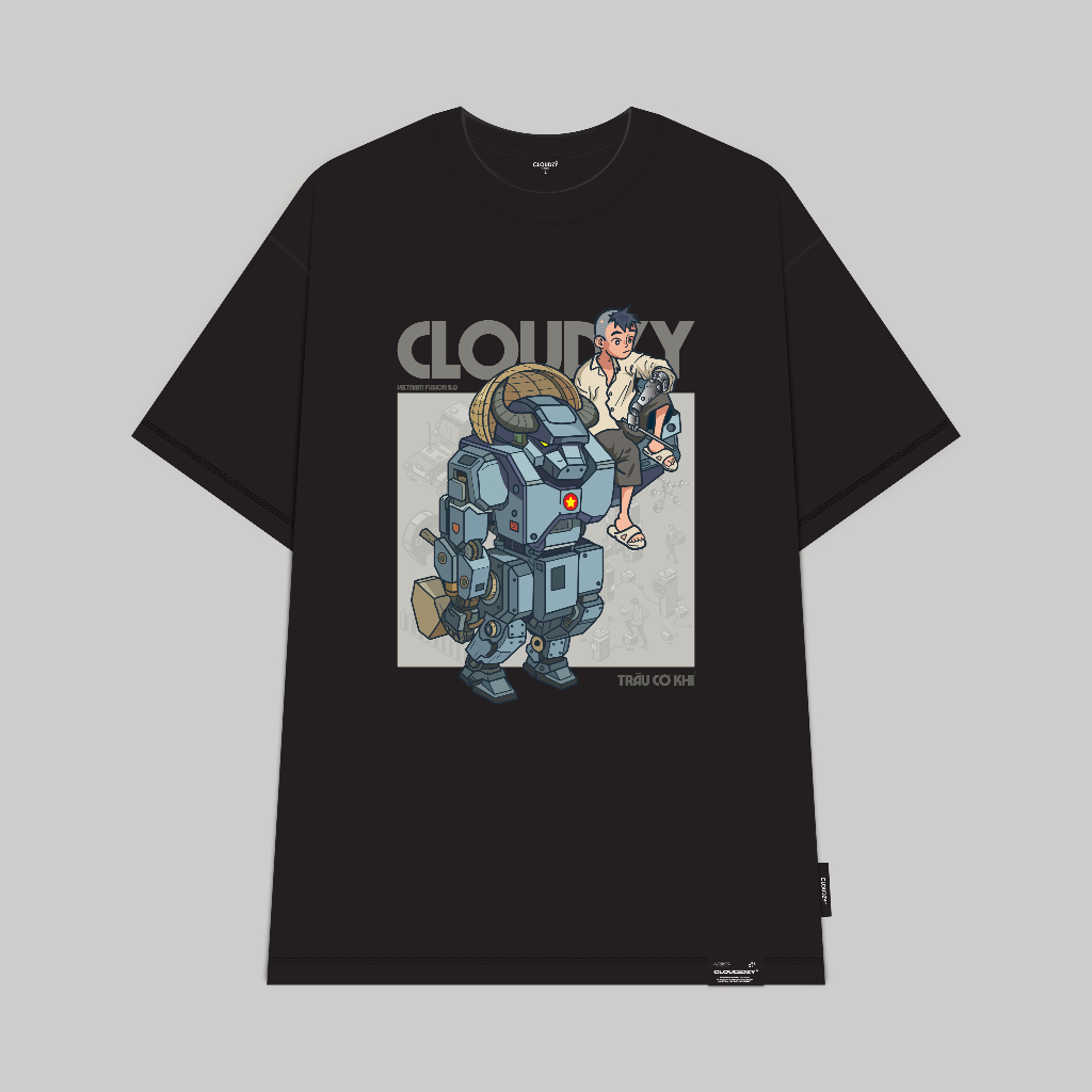 ÁO THUN OVERSIZE CLOUDZY TRÂU MÁY