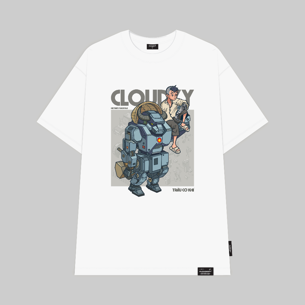 ÁO THUN OVERSIZE CLOUDZY TRÂU MÁY
