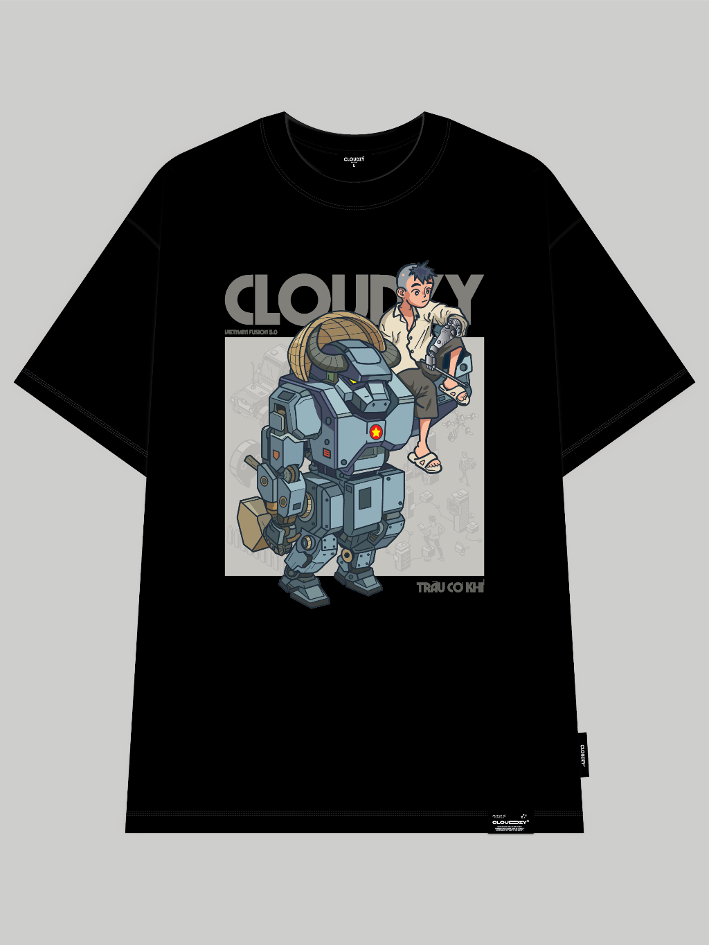 ÁO THUN OVERSIZE CLOUDZY TRÂU MÁY