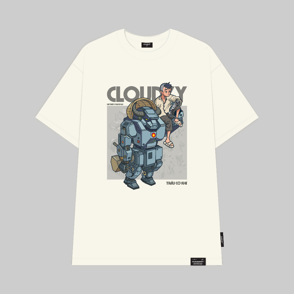 ÁO THUN OVERSIZE CLOUDZY TRÂU MÁY