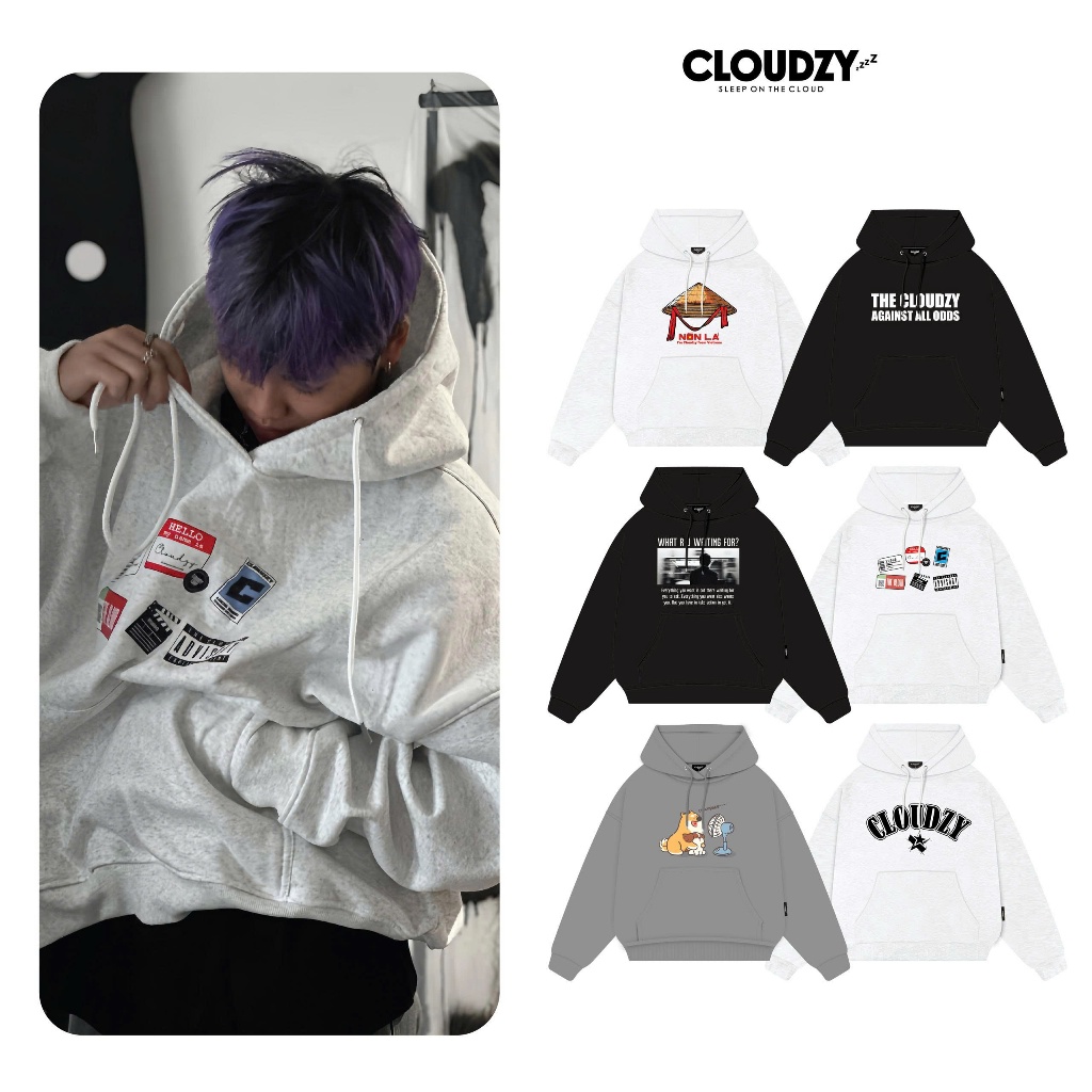 Áo khoác hoodie boxy BOR nỉ bông nam nữ local brand CLOUDZY hoodie  unisex form rộng basic TH HOODIE BOXY