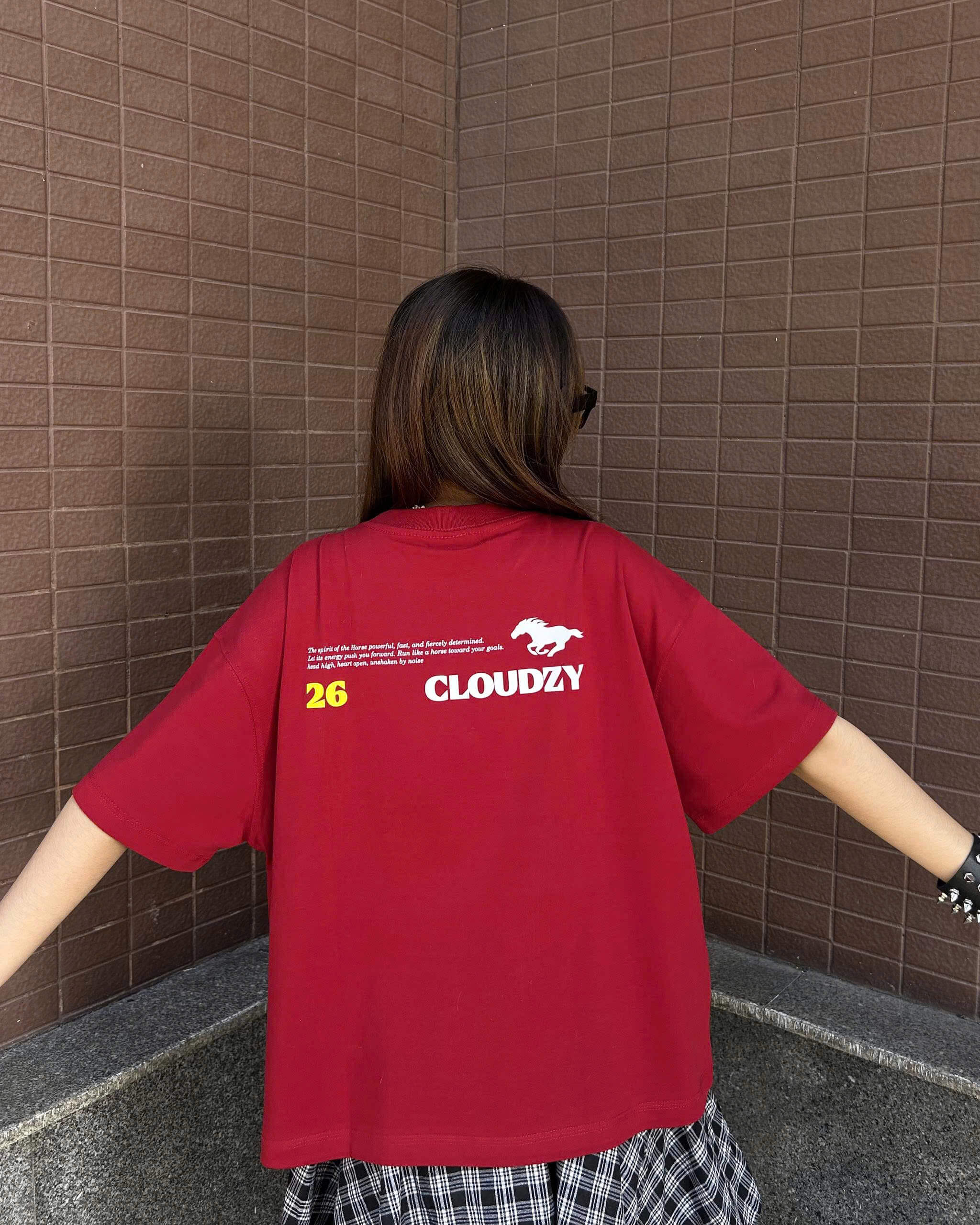 Áo thun boxy tết 2026 CLOUDZY form boxy unisex local brand in chữ 100% cotton 250GSM dày dặn áo phông tết màu đỏ SPIRIT