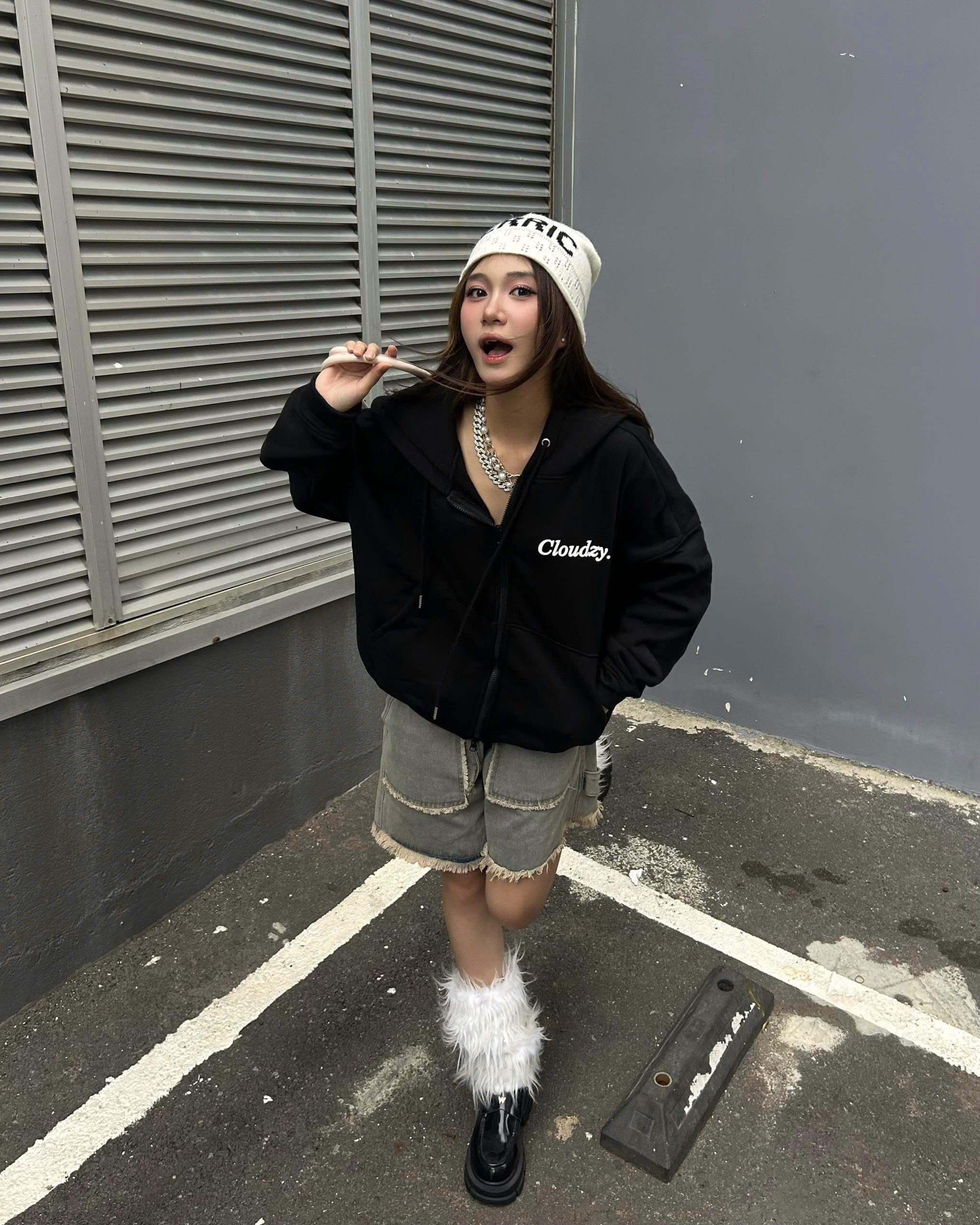 Áo khoác nỉ boxy khoá kéo zip CLOUDZY zip hoodie nỉ bông có mũ form rộng in logo chữ ký áo nỉ unisex nam nữ ZIP CORE