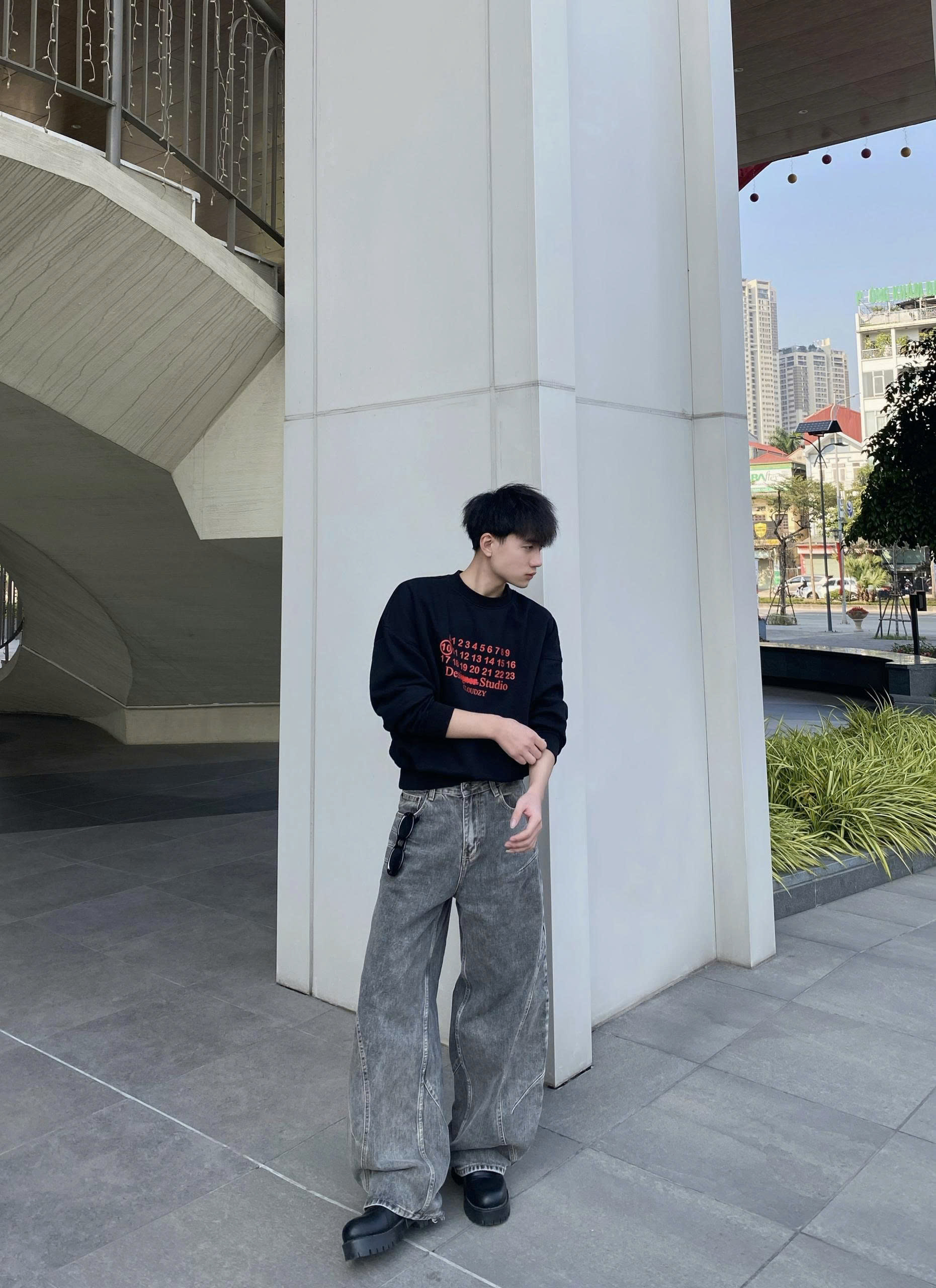 Áo sweater nỉ CLOUDZY sweatshirt form rộng unisex in chữ số studio chất nỉ cotton dài tay áo khoác nỉ CALENDAR