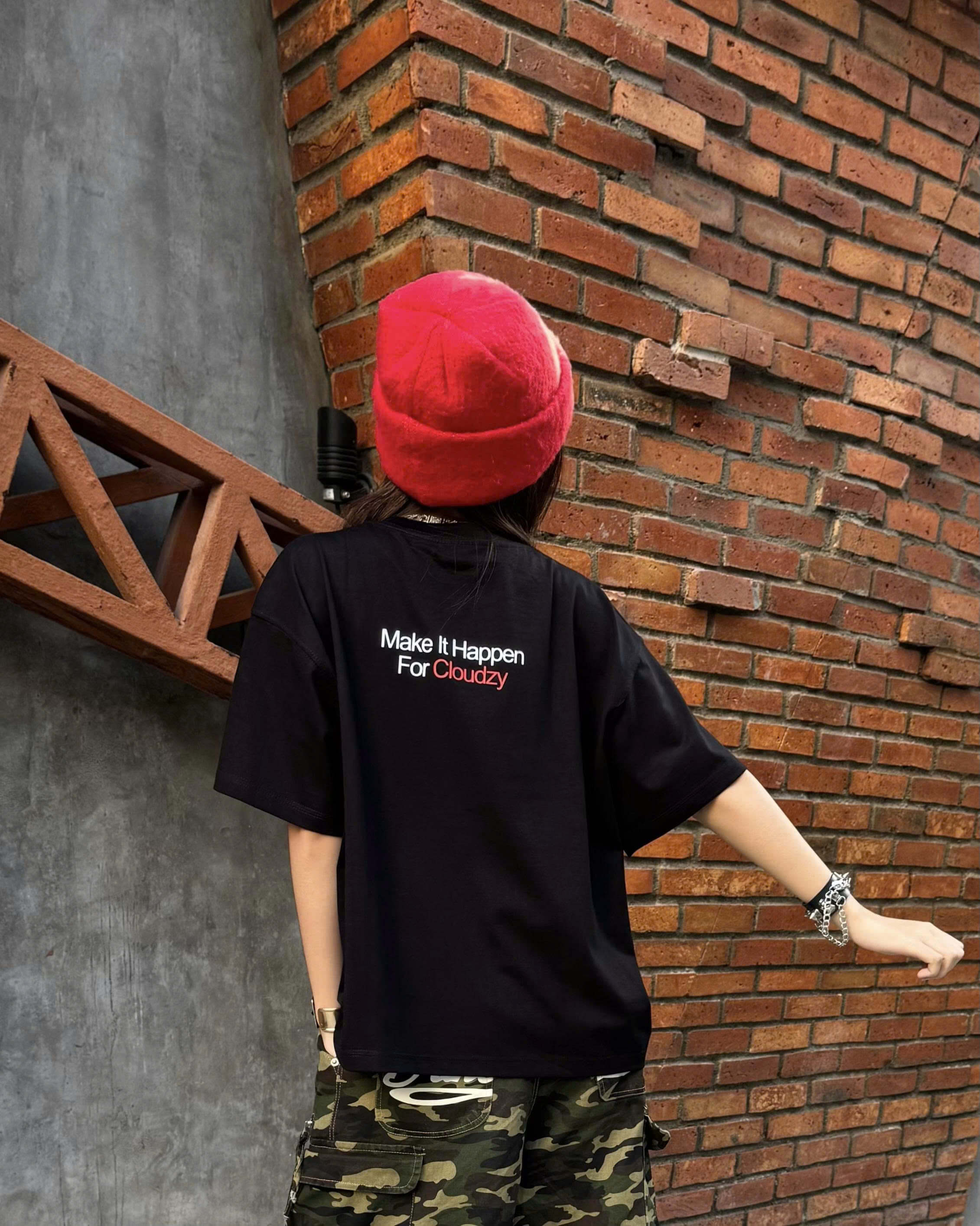 Áo thun CLOUDZY form boxy oversize unisex in chữ 'Make it Happen' cao cấp 100% cotton 250GSM dày dặn áo phông nam nữ