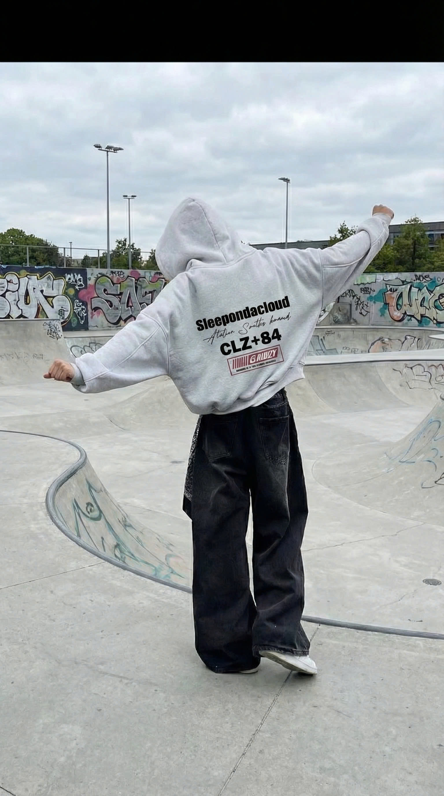 Áo hoodie boxy nỉ dày dặn local brand Cloudzy CLZ+84 nam nữ form rộng basic unisex có mũ siêu to