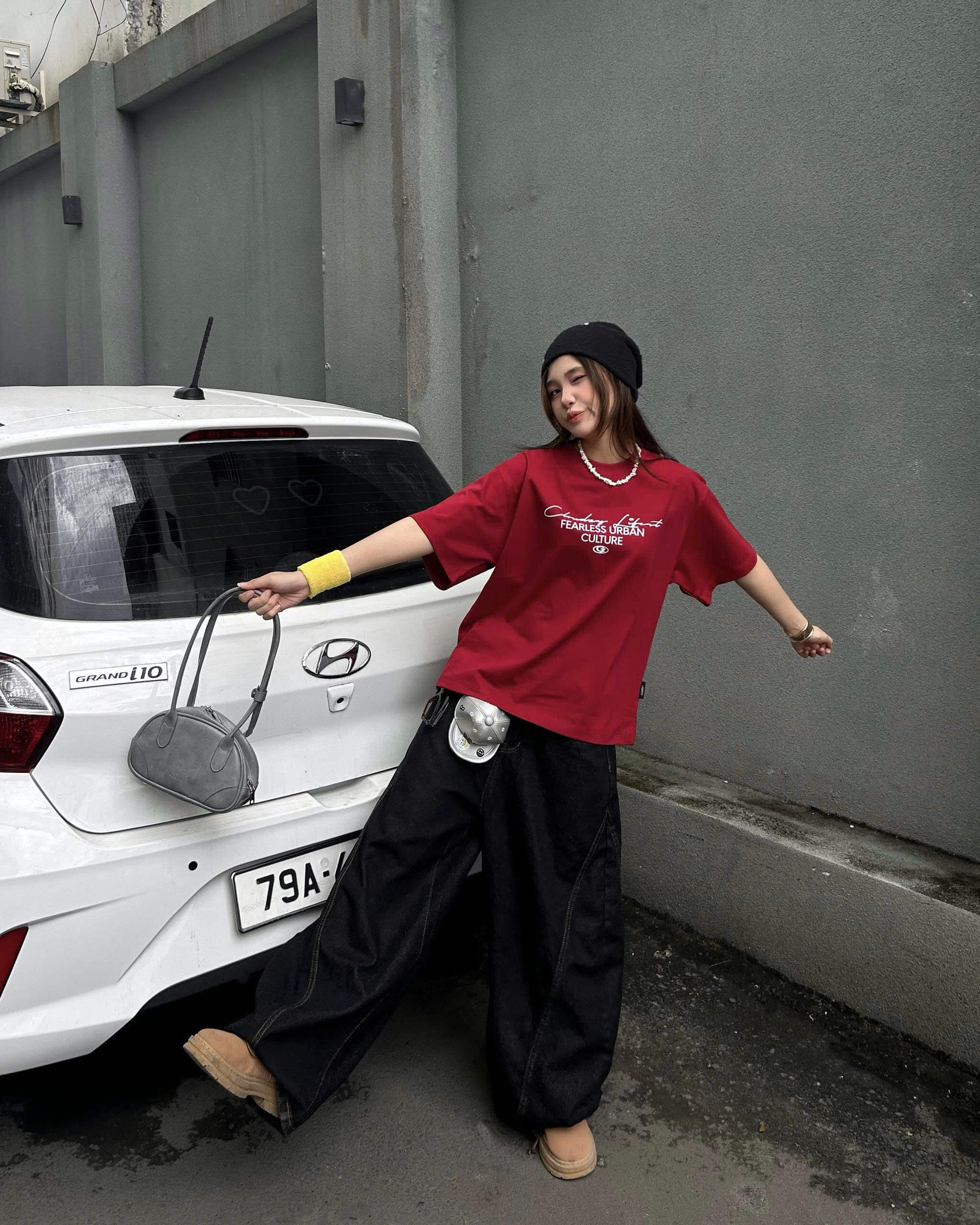 [BST HÈ] Áo thun oversize CLOUDZY phong cách mùa hè streetwear đi học unisex 100% cotton 250GSM áo phông tết màu đỏ LIFE