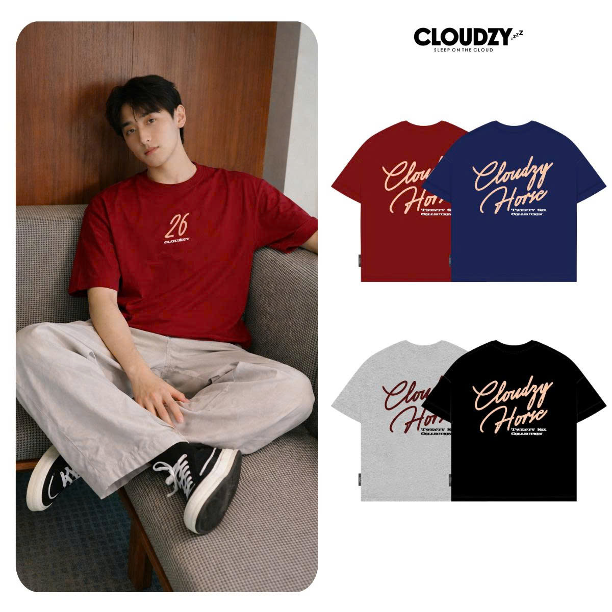 Áo thun boxy tết 2026 CLOUDZY form boxy unisex local brand in chữ 100% cotton 250GSM dày dặn áo phông tết màu đỏ DRAFT