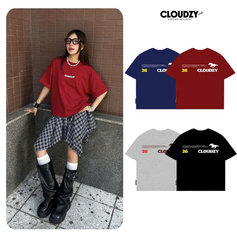 Áo thun boxy tết 2026 CLOUDZY form boxy unisex local brand in chữ 100% cotton 250GSM dày dặn áo phông tết màu đỏ SPIRIT
