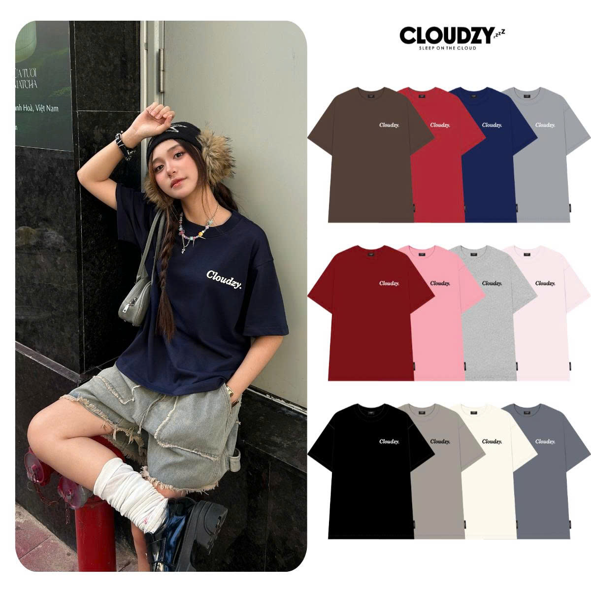 Áo thun local brand CLOUDZY basic 100% cotton 250GSM dày dặn áo cơ bản áo phông unisex thời trang nam nữ OVER CORE