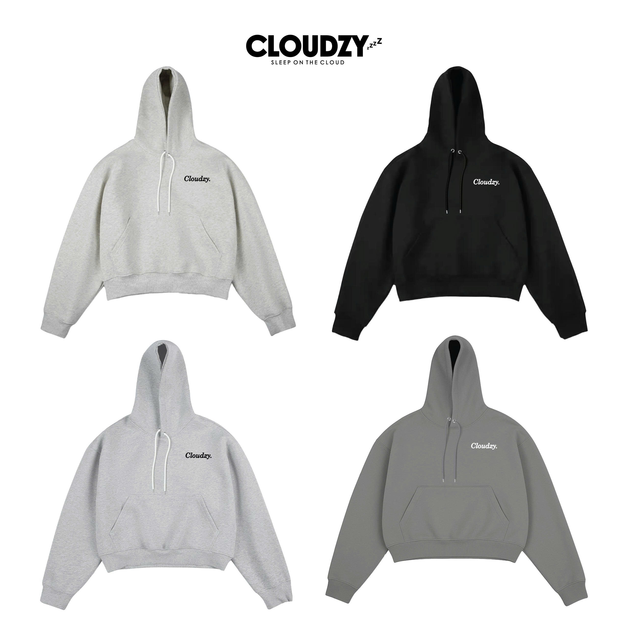 Áo hoodie boxy local brand CLOUDZY nỉ có mũ form thụng cao cấp in logo chữ ký áo khoác nỉ thời trang đường phố HD CORE